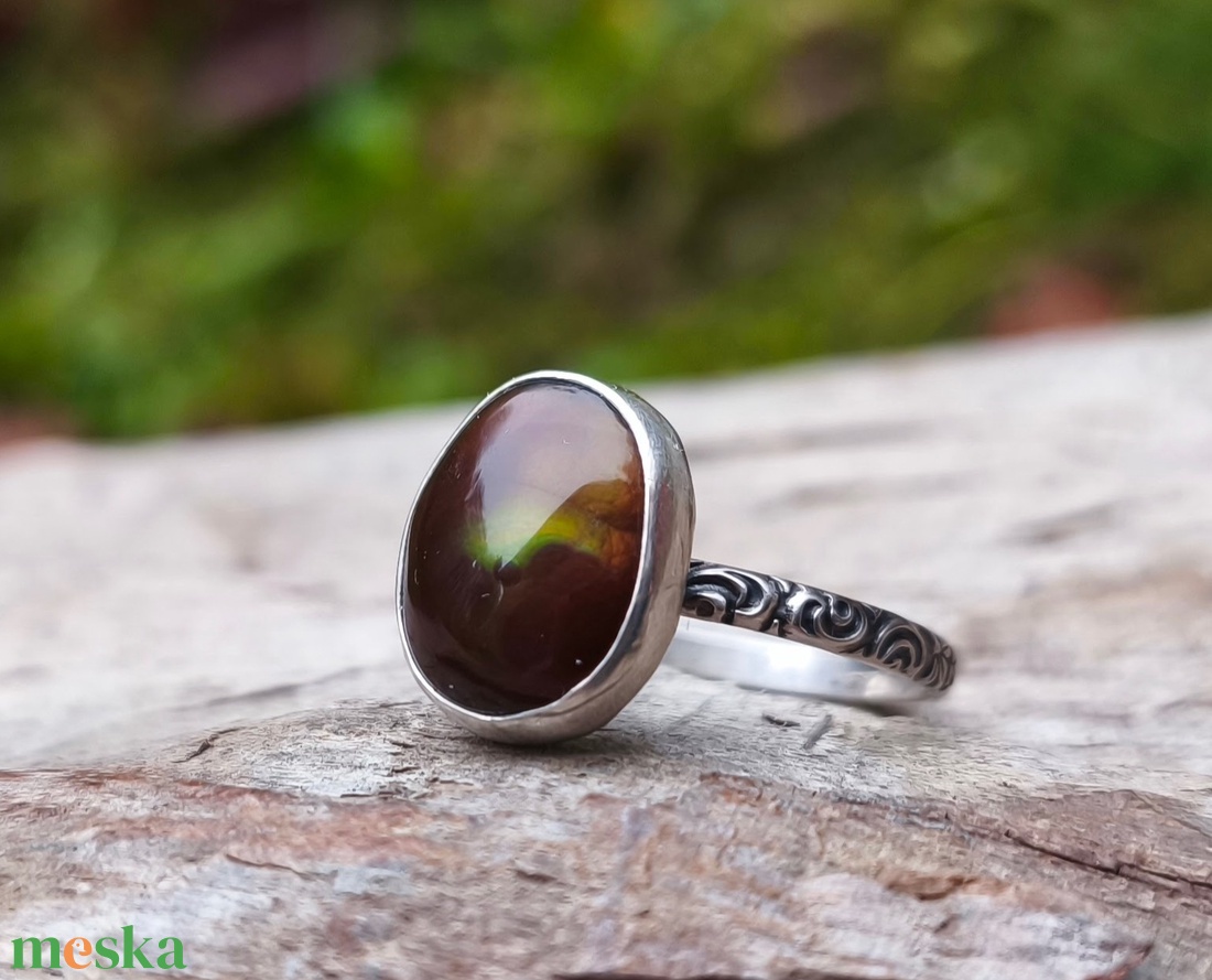 Ezüst Tűzachát gyűrű - ékszer - gyűrű - szoliter gyűrű - Meska.hu