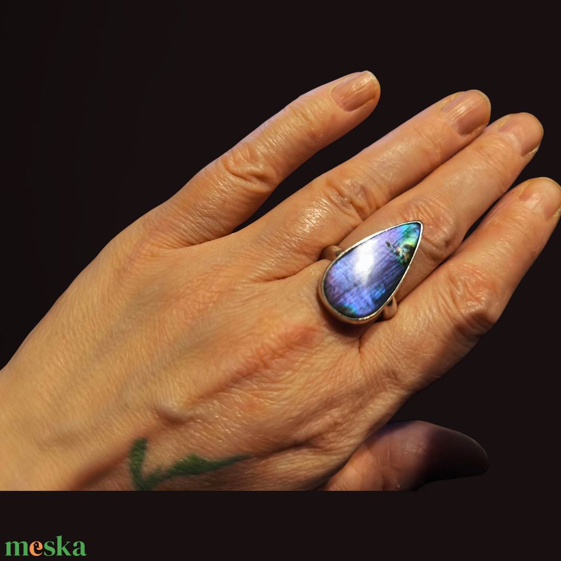 Ezüst Labradorit gyűrű - ékszer - gyűrű - Meska.hu