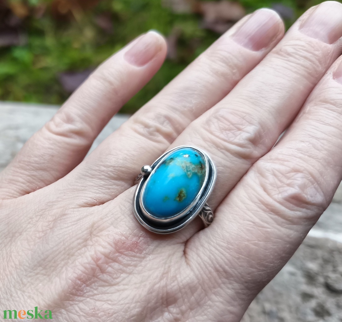 Ezüst Türkiz gyűrű - ékszer - gyűrű - szoliter gyűrű - Meska.hu