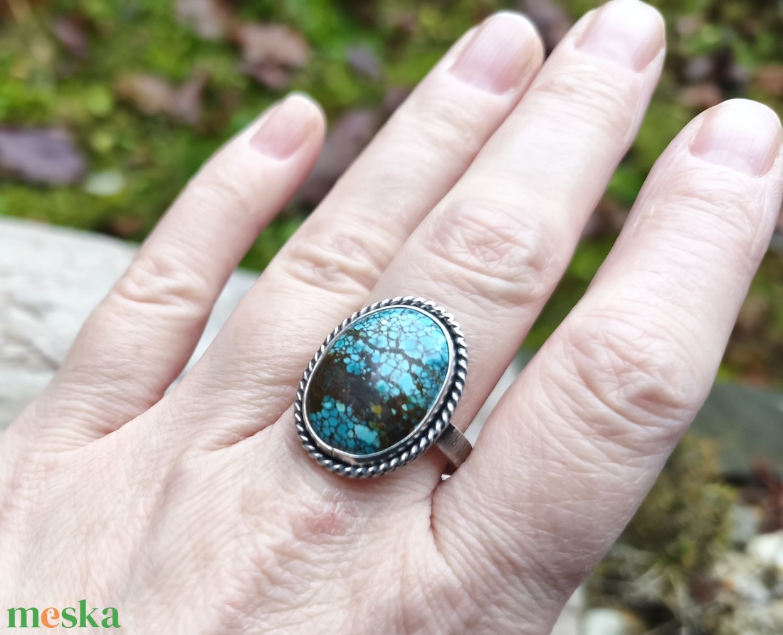 Ezüst Türkiz gyűrű - ékszer - gyűrű - szoliter gyűrű - Meska.hu