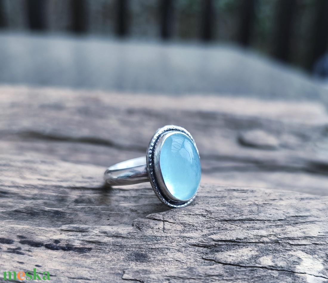 Ezüst Akvamarin gyűrű - ékszer - gyűrű - vékony gyűrű - Meska.hu