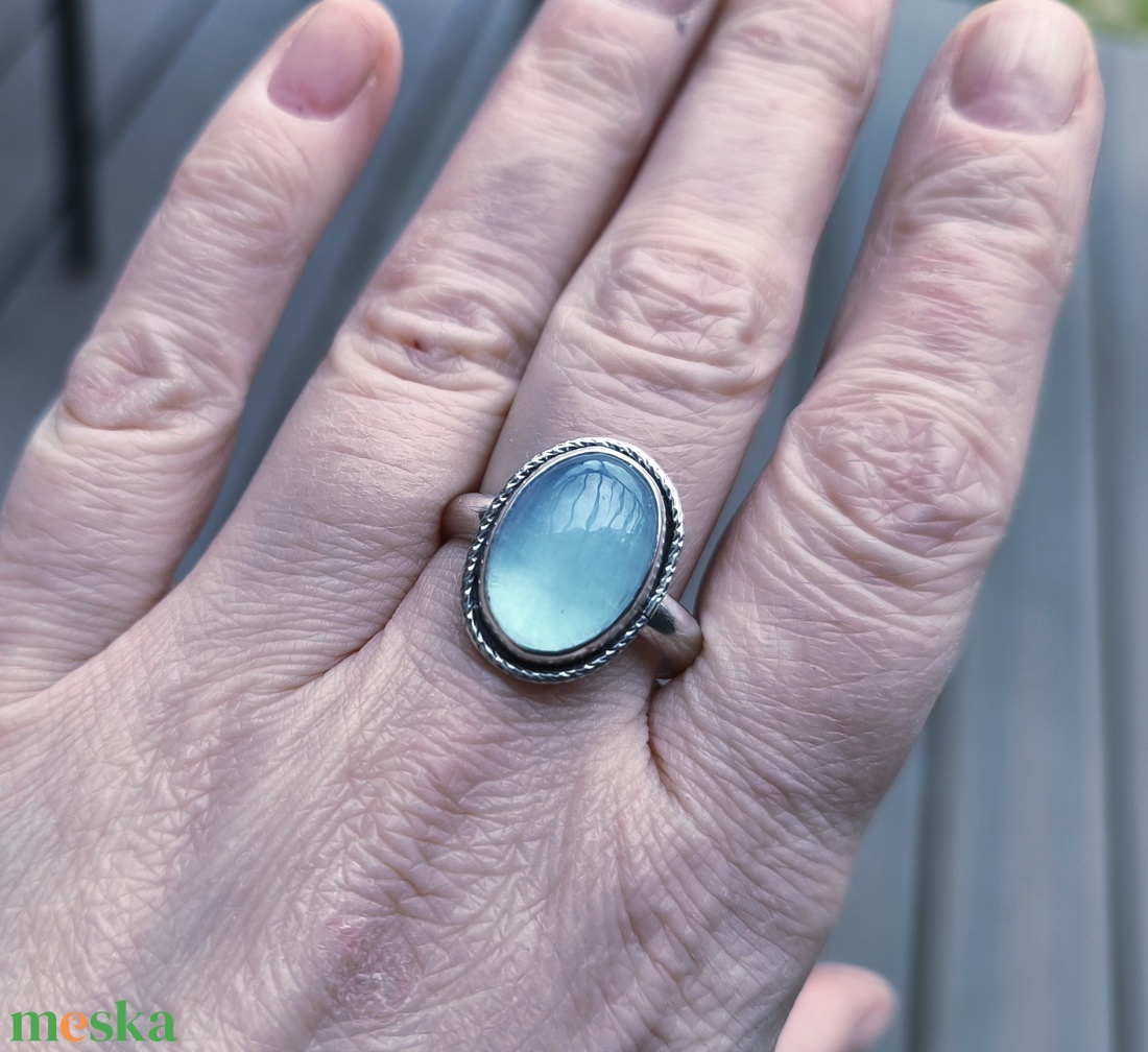 Ezüst Akvamarin gyűrű - ékszer - gyűrű - vékony gyűrű - Meska.hu