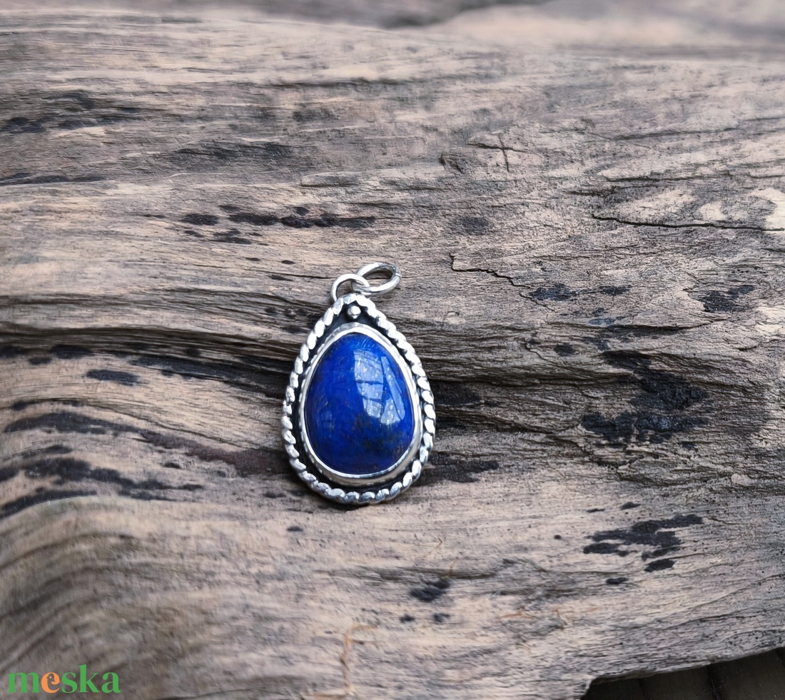 Ezüst Lápisz Lazuli medál - ékszer - nyaklánc - medál - Meska.hu