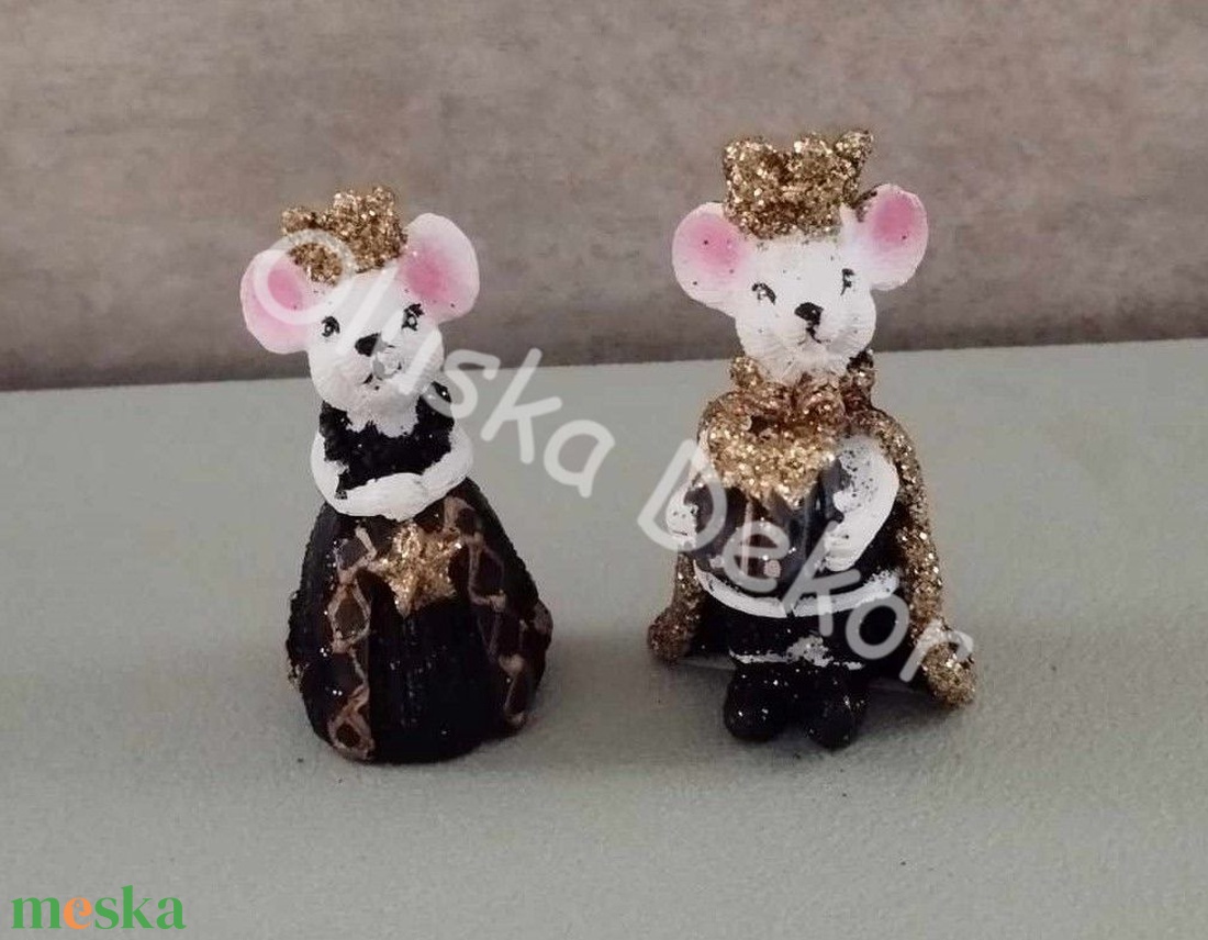 Egérkirály és néja, karácsonyi, adventi dekorációs kiegészítő, figura, 6cm - kellékek & szerszámok - dekorációs kellékek - figurák - Meska.hu