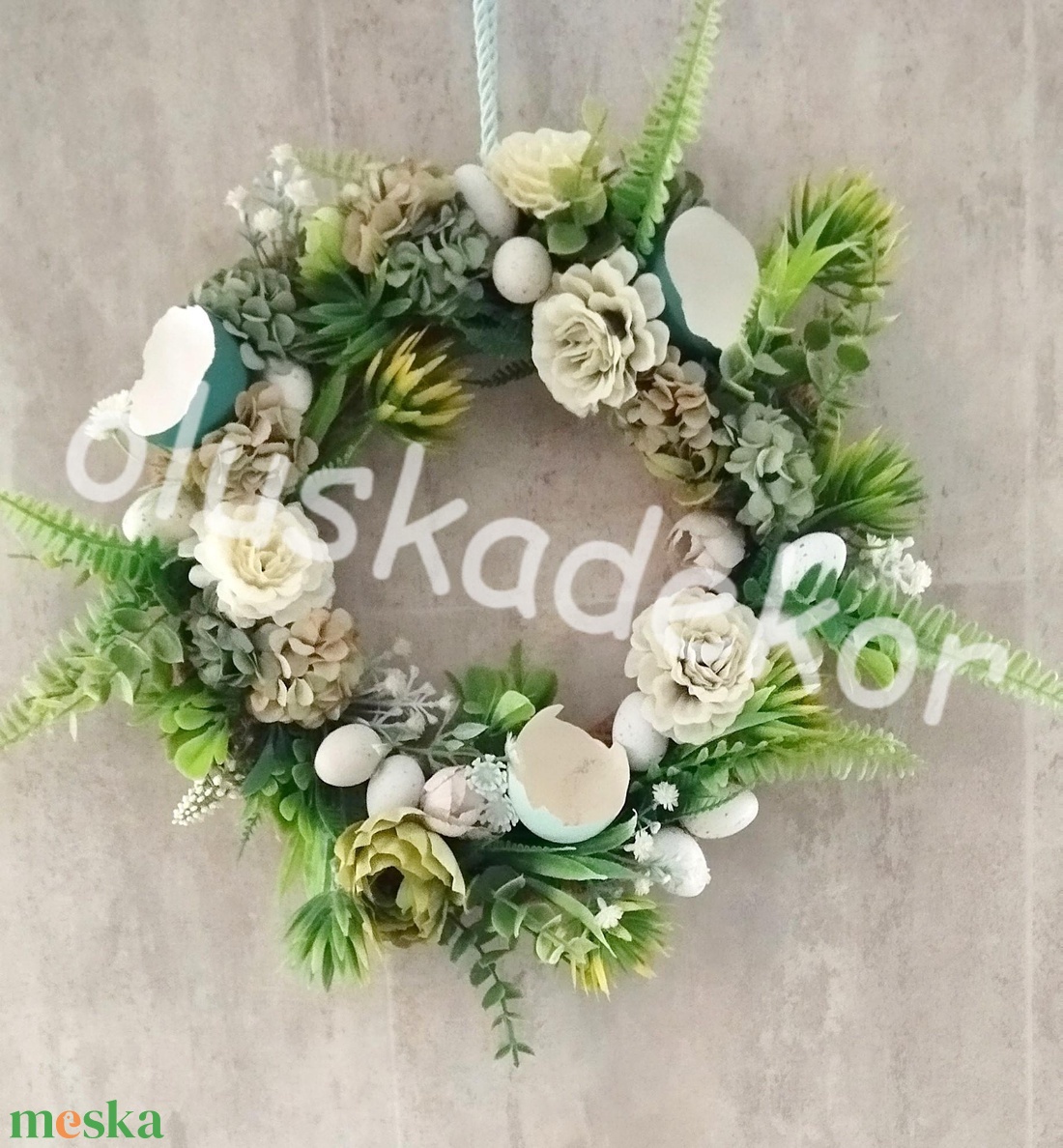 Mentazöld színű Húsvéti kopogtató, ajtódísz 25cm - otthon & életmód - dekoráció - ajtó- és ablak dekoráció - ajtódísz & kopogtató - Meska.hu