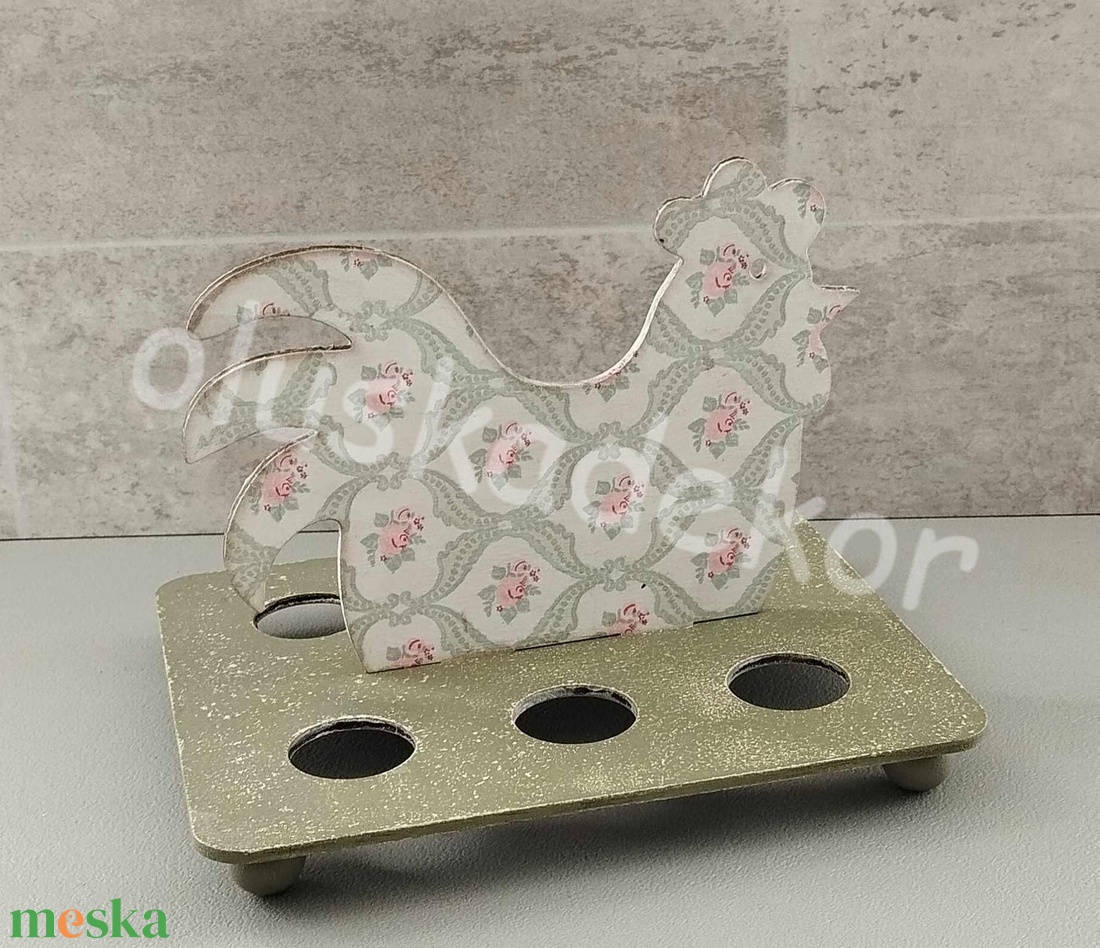Fa antikhatású húsvéti tojástartó, tyúk figurás, 16cmx19cm - otthon & életmód - dekoráció - dísztárgy - Meska.hu