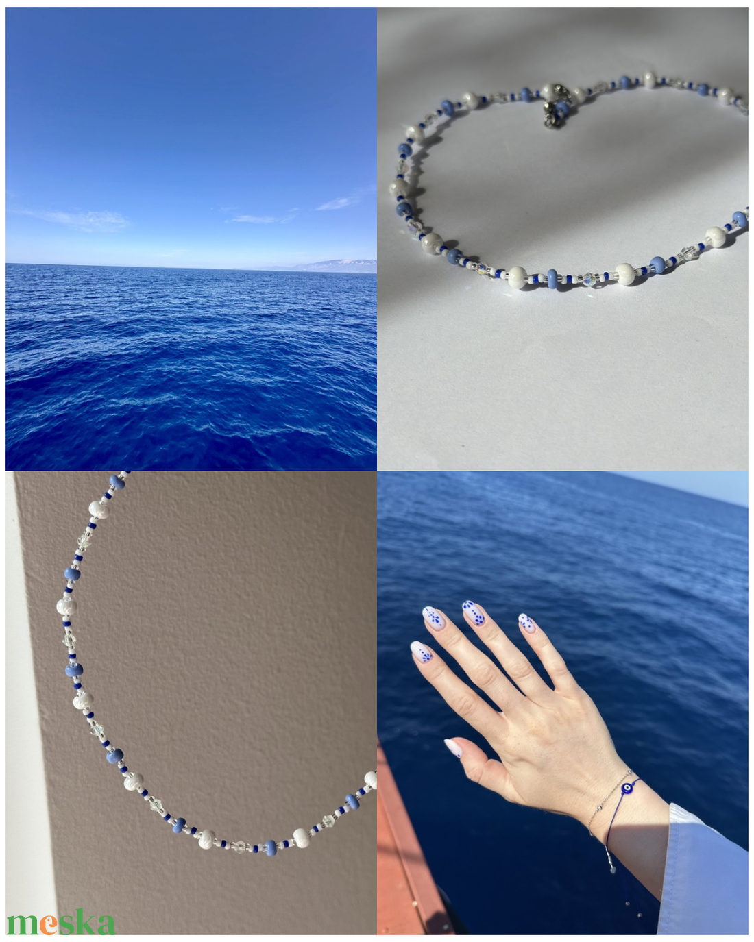 Choker- Sea - ékszer - nyaklánc - gyöngyös nyaklánc - Meska.hu