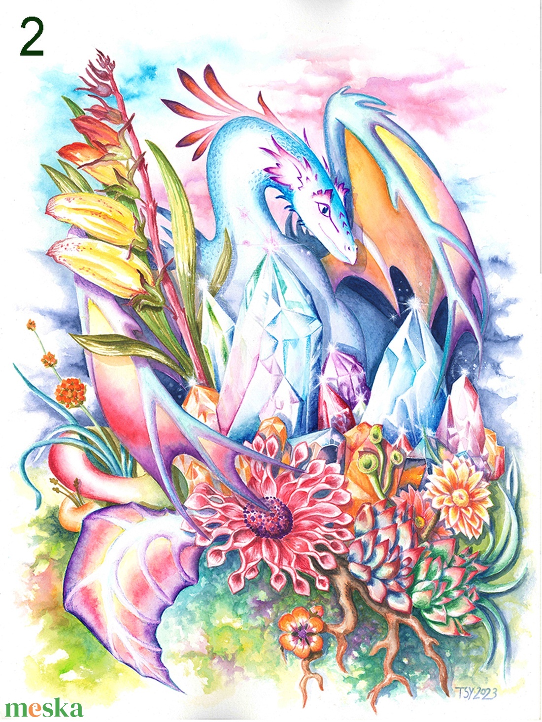 1. Botanikus sárkányok A4, Tömösy Andrea akvarellfestményei alapján készült Fine Art printek - művészet - grafika & illusztráció - művészi nyomat - Meska.hu