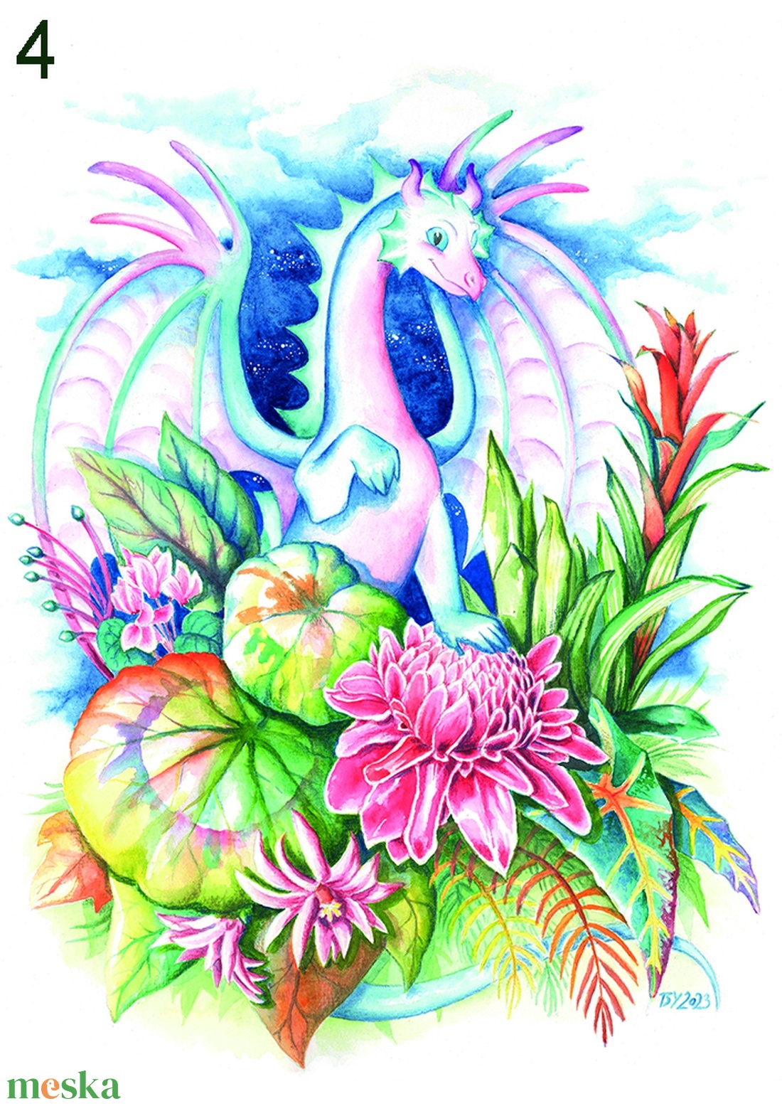 2.  Botanikus sárkányok A4, Tömösy Andrea akvarellfestményei alapján készült Fine Art printek - művészet - grafika & illusztráció - művészi nyomat - Meska.hu