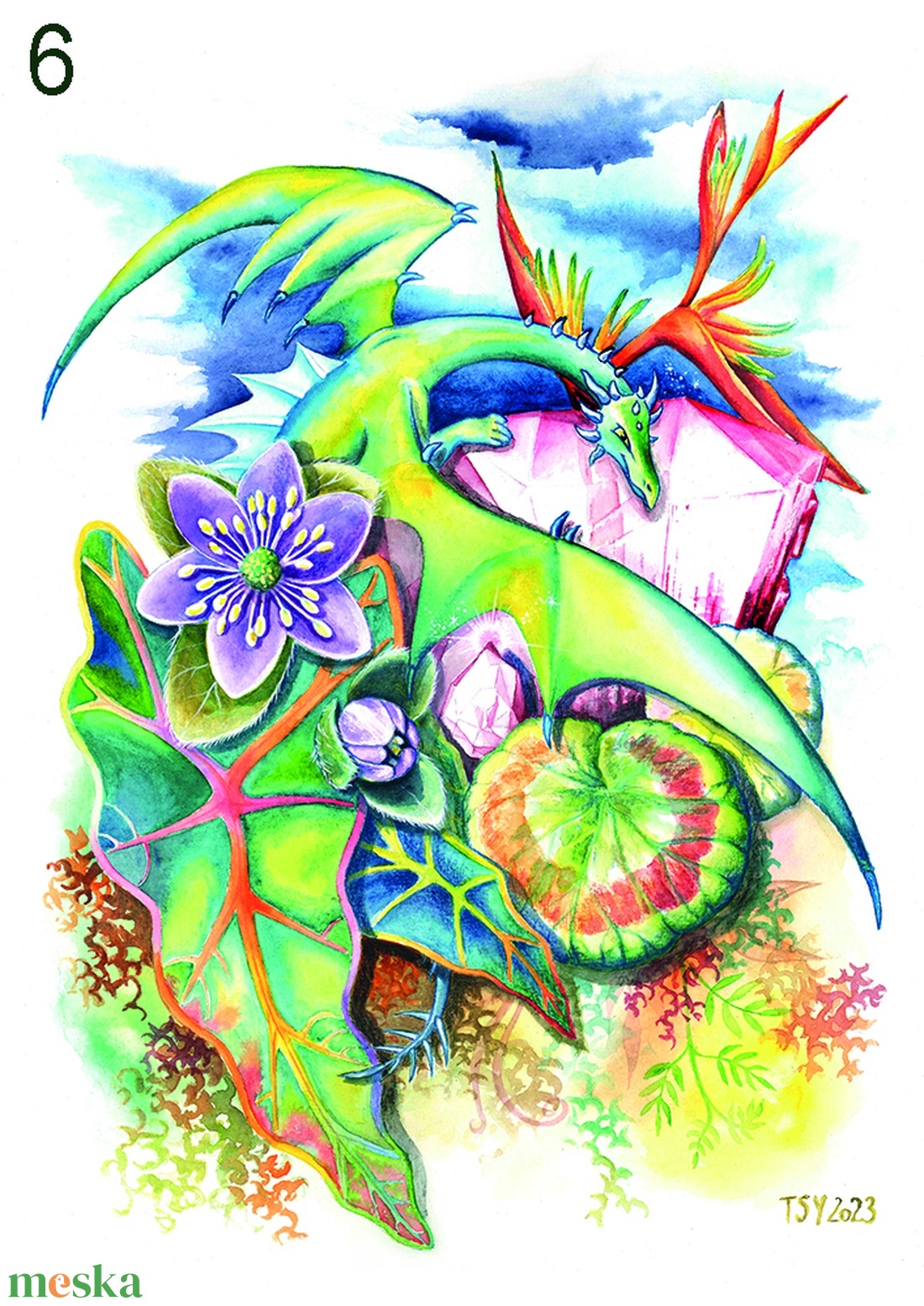 2.  Botanikus sárkányok A4, Tömösy Andrea akvarellfestményei alapján készült Fine Art printek - művészet - grafika & illusztráció - művészi nyomat - Meska.hu