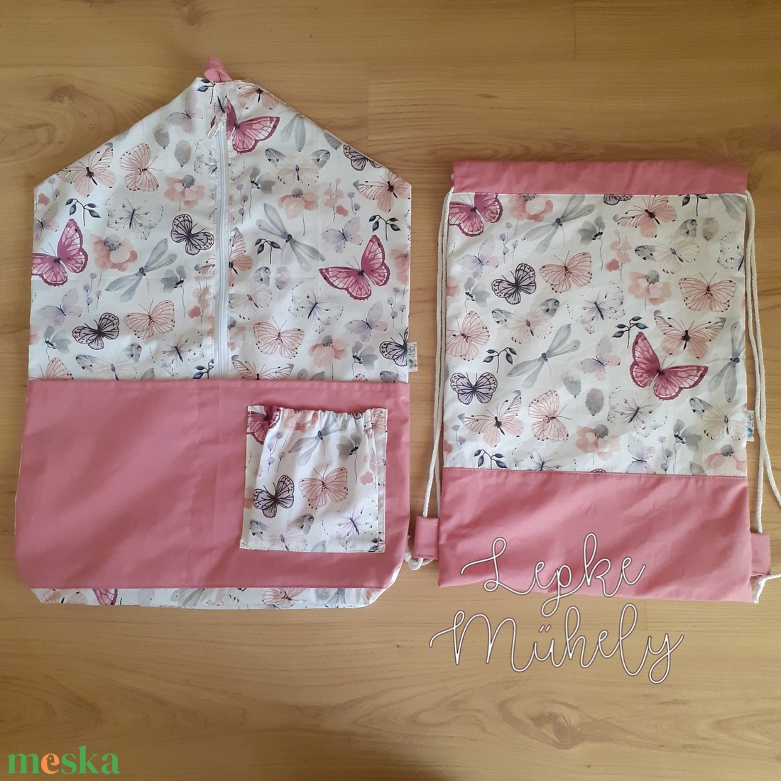 Ovis zsák szett, lepkés - játék & sport - ovis felszerelés - ovis szett (zsák és tornazsák) - Meska.hu