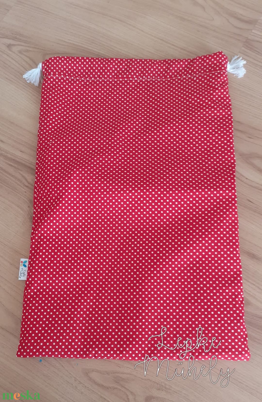 Kenyeres zsák, piros pöttyös  - táska & tok - bevásárlás & shopper táska - kenyeres zsák - Meska.hu