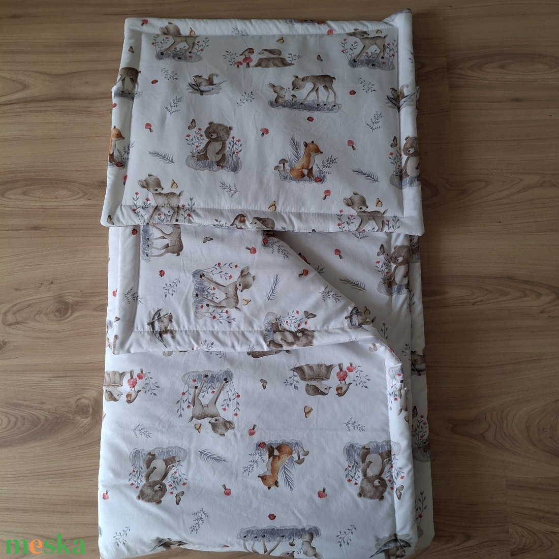 Ovis bélelt ágynemű, erdei állatos,  szürkés barna - játék & sport - ovis felszerelés - ovis ágynemű - Meska.hu