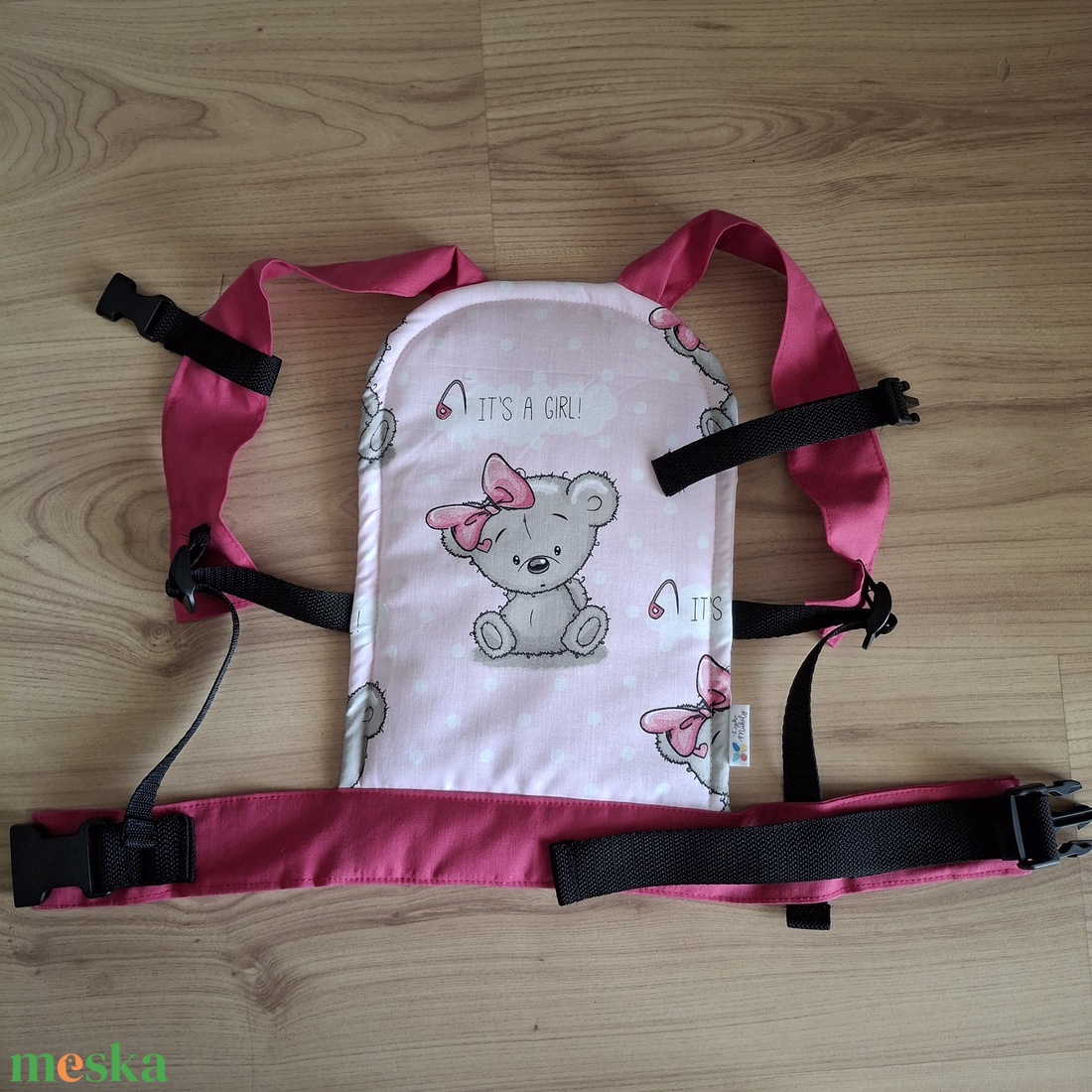 Játék csatos babahordozó, lány macis - játék & sport - baba & babaház - babaruha, babakellék - Meska.hu