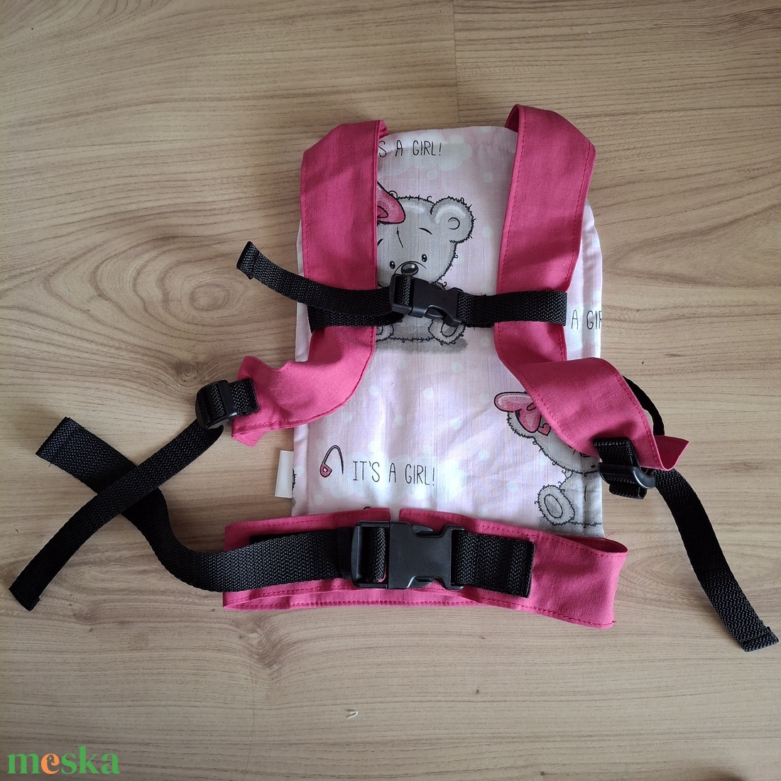 Játék csatos babahordozó, lány macis - játék & sport - baba & babaház - babaruha, babakellék - Meska.hu