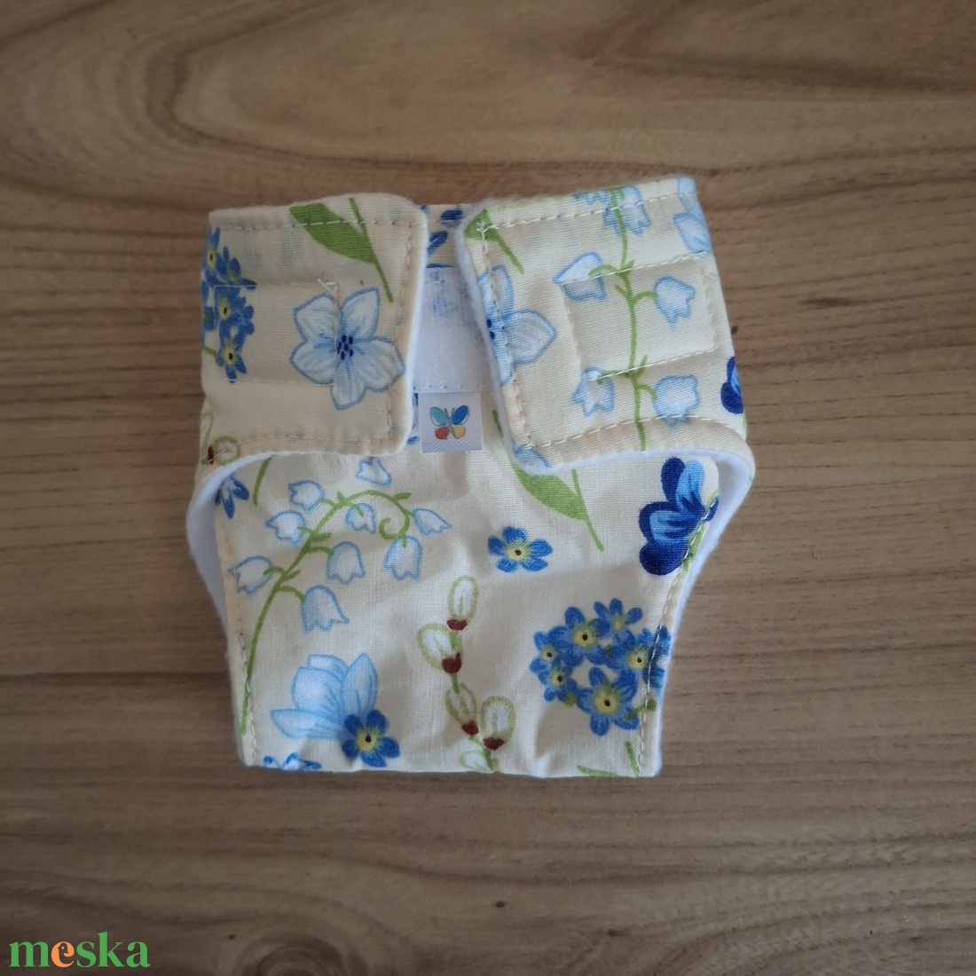 Játék baba pelenka, kék virágos - játék & sport - baba & babaház - babaruha, babakellék - Meska.hu