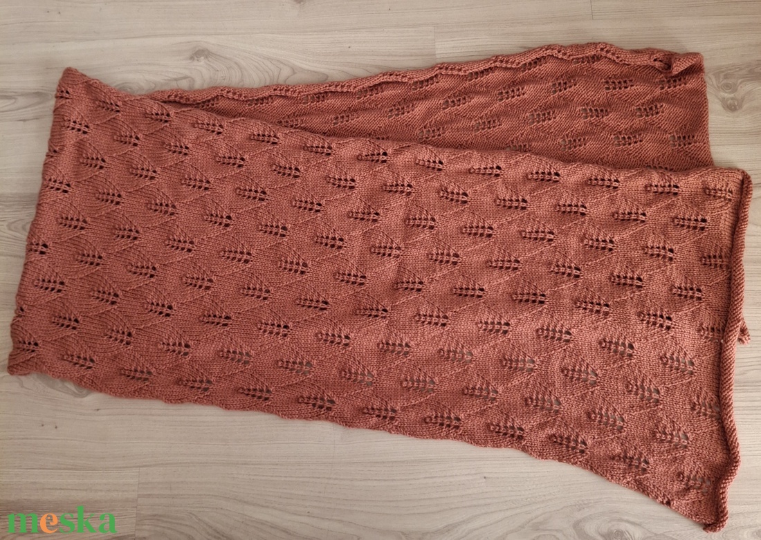 Kézzel kötött sál, rozsda színű - ruha & divat - sál, sapka, kendő - sál - Meska.hu