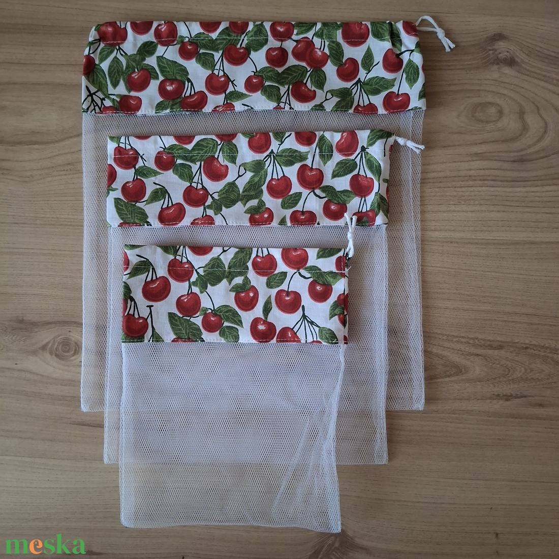 Bevásárlózsák, cseresznyés - táska & tok - bevásárlás & shopper táska - zöldség/gyümölcs zsák - Meska.hu