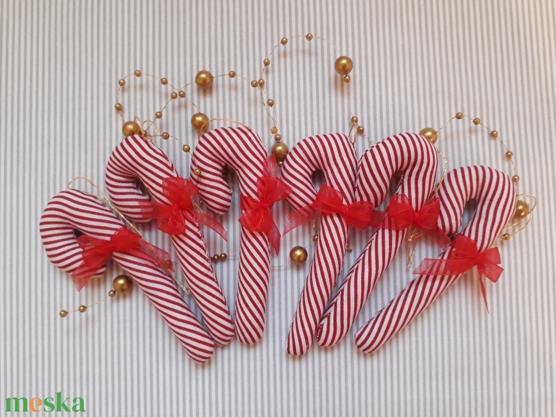 Piros- fehér csíkos cukorrúd - karácsony - karácsonyi lakásdekoráció - karácsonyfadíszek - Meska.hu