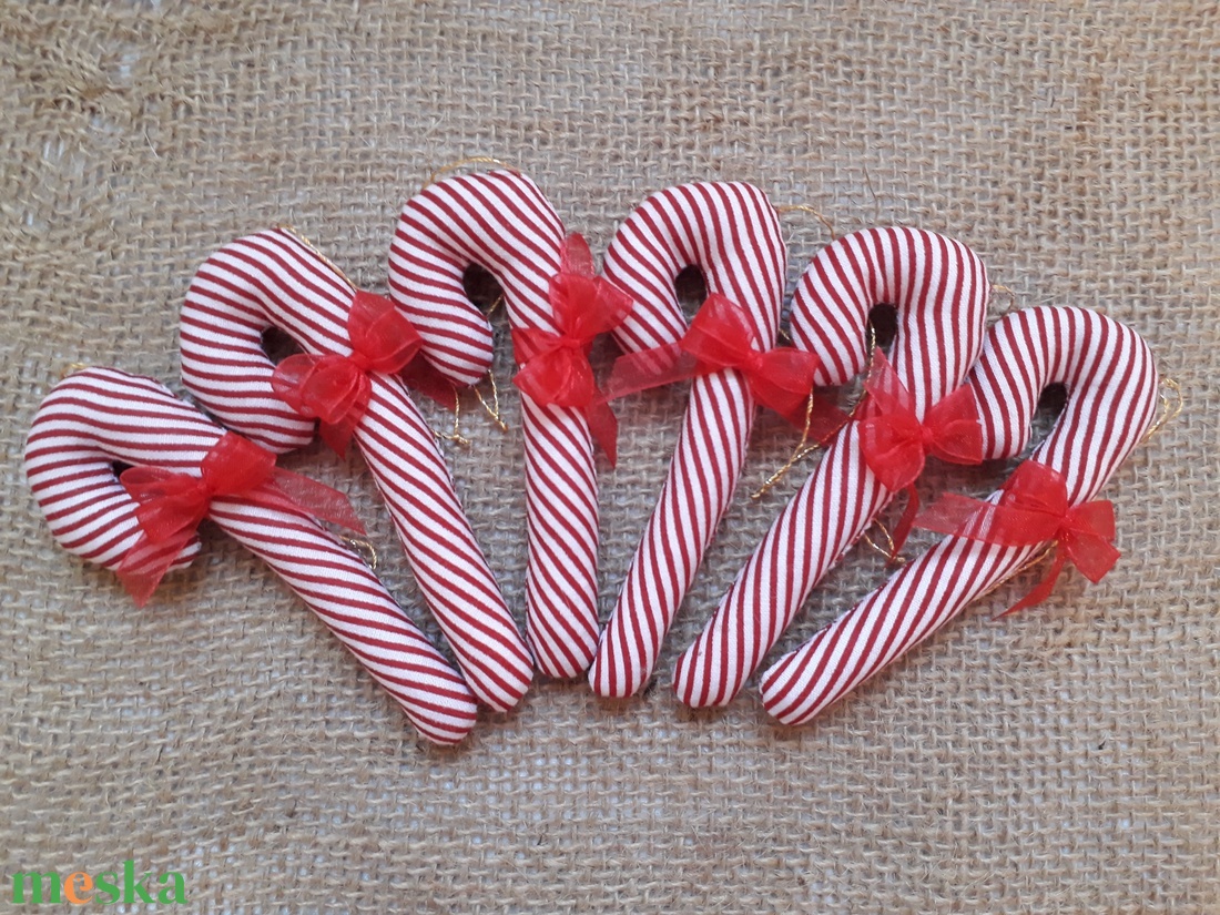 Piros- fehér csíkos cukorrúd - karácsony - karácsonyi lakásdekoráció - karácsonyfadíszek - Meska.hu