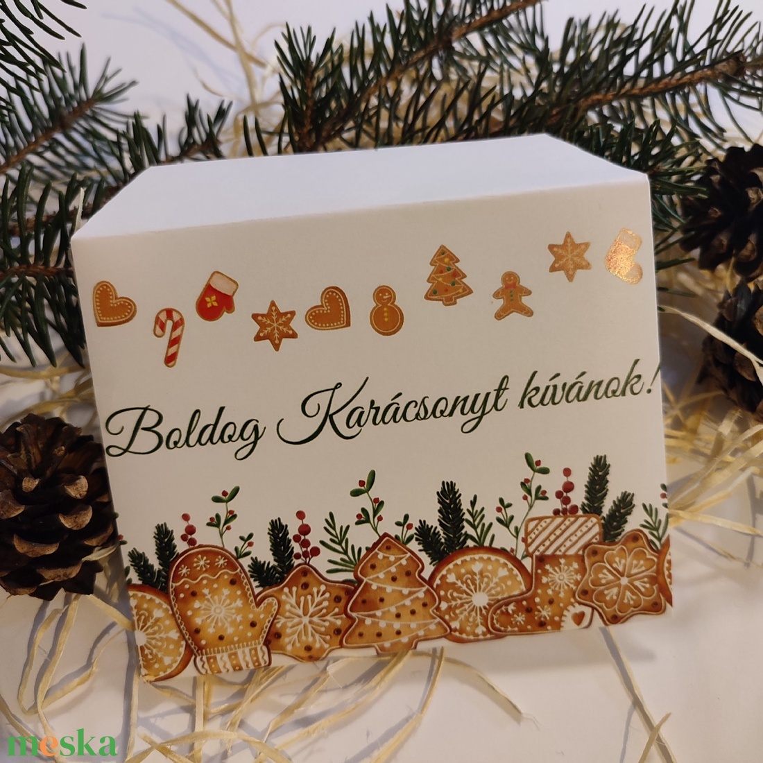 Karácsonyi mintás virágmagos miniboríték, mézeskalácsos - karácsony - karácsonyi ajándékozás - karácsonyi képeslap, üdvözlőlap, ajándékkísérő - Meska.hu