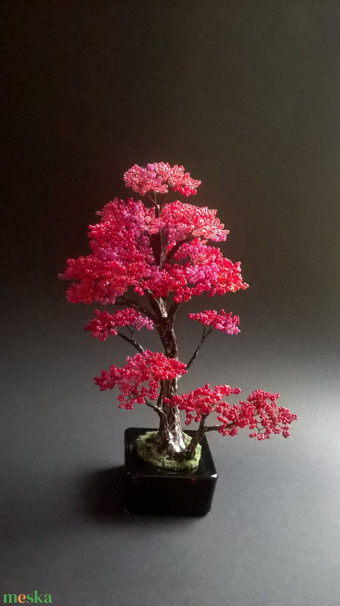 Gyöngyfa pirosló színekben - otthon & életmód - dekoráció - asztal és polc dekoráció - bonsai - Meska.hu