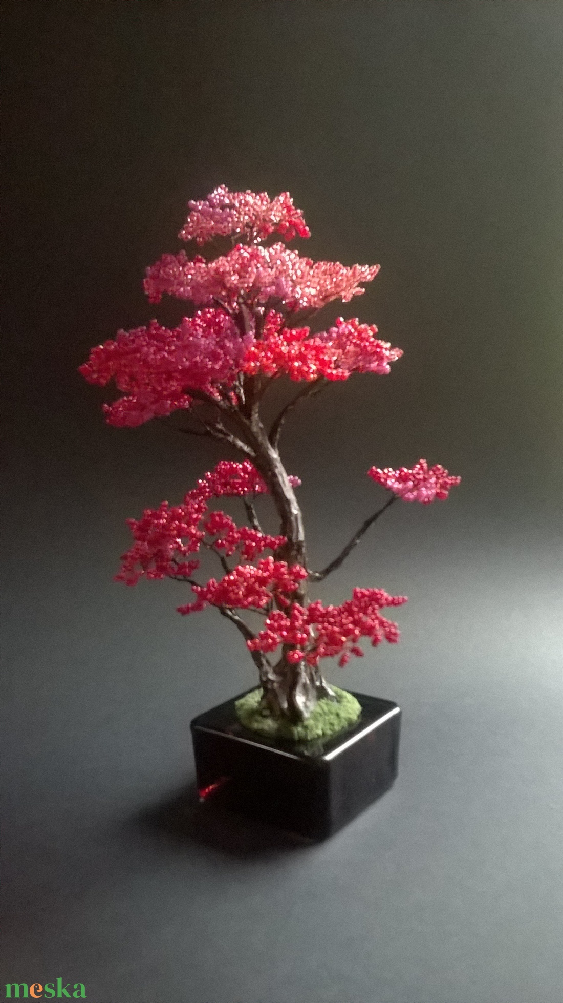 Gyöngyfa pirosló színekben - otthon & életmód - dekoráció - asztal és polc dekoráció - bonsai - Meska.hu