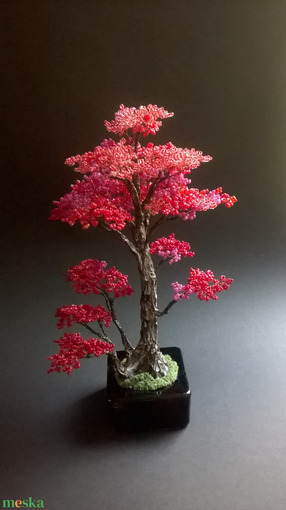 Gyöngyfa pirosló színekben - otthon & életmód - dekoráció - asztal és polc dekoráció - bonsai - Meska.hu