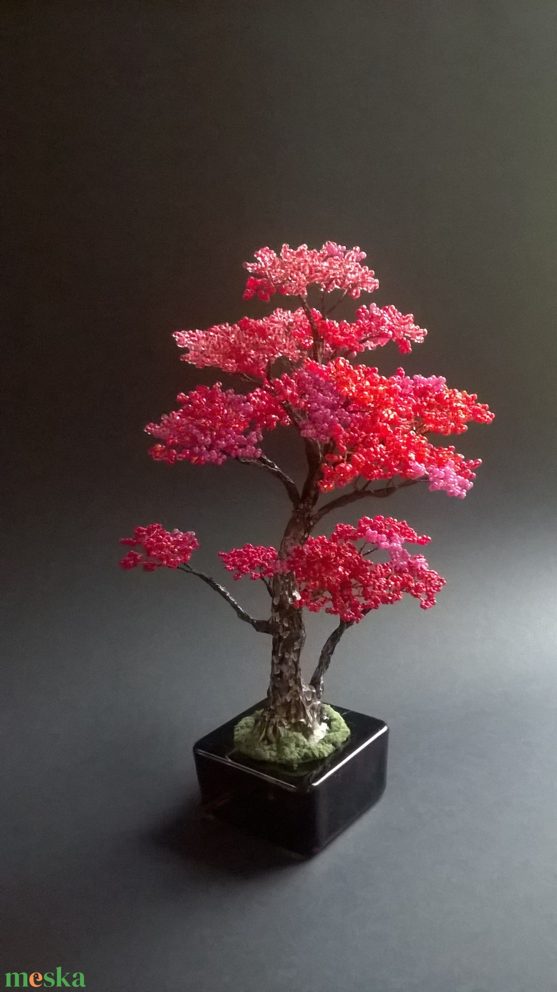 Gyöngyfa pirosló színekben - otthon & életmód - dekoráció - asztal és polc dekoráció - bonsai - Meska.hu