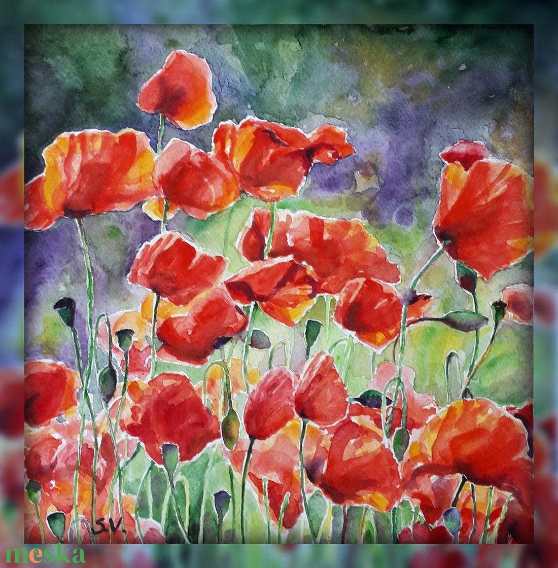 Pipacsok - művészet - festmény - akvarell - Meska.hu