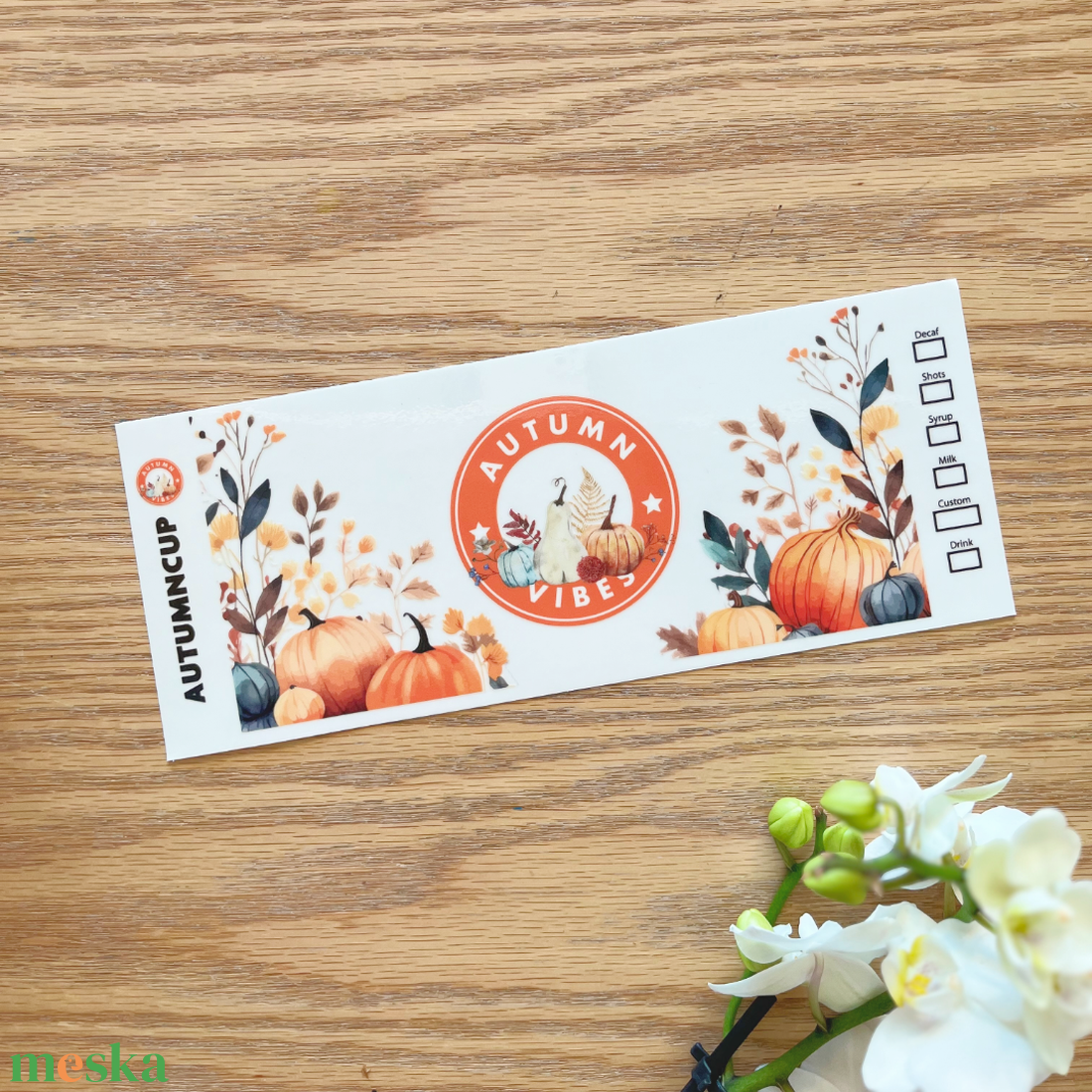 Őszi mintás öntapadó pohárfólia / pohármatrica - AUTUMNCUP (Starbucks pohár) - otthon & életmód - konyhafelszerelés, tálalás - tálalás - pohár - Meska.hu