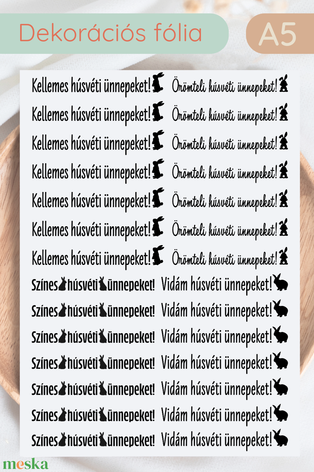 DEKORÁCIÓS FÓLIA - HÚSVÉTI FELIRATOK - A5 MÉRET - kellékek & szerszámok - dekorációs kellékek - matricaív - Meska.hu
