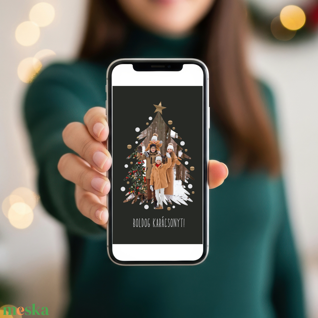Digitális karácsonyi fényképes képeslap - Skandináv Canva sablon - egyedi és szerkeszthető üdvözlőlap mobiltelefonra - művészet - grafika & illusztráció - digitális - Meska.hu