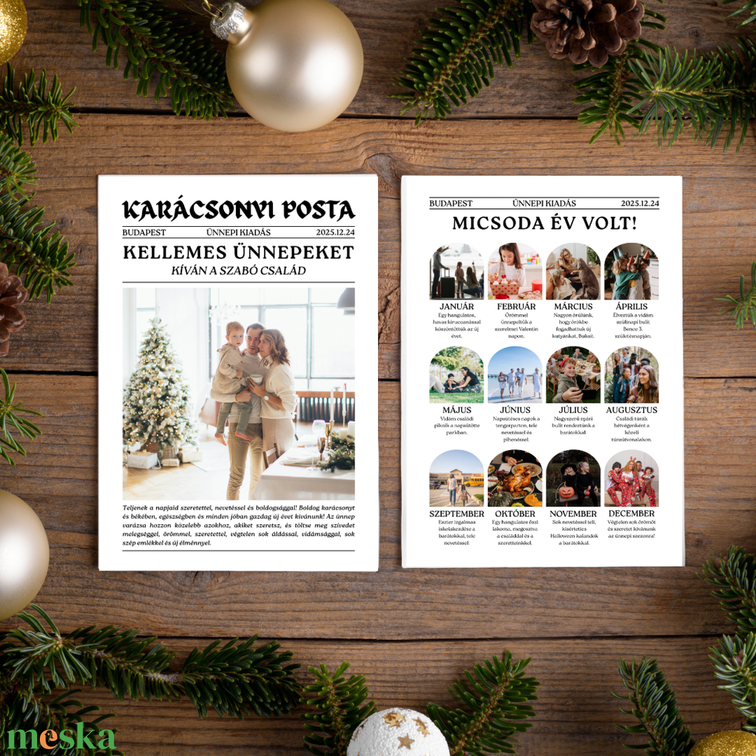 Digitális nyomtatható fényképes újság - Karácsonyi Posta Canva sablon - egyedi és szerkeszthető levél üzenet üdvözlet - művészet - grafika & illusztráció - digitális - Meska.hu