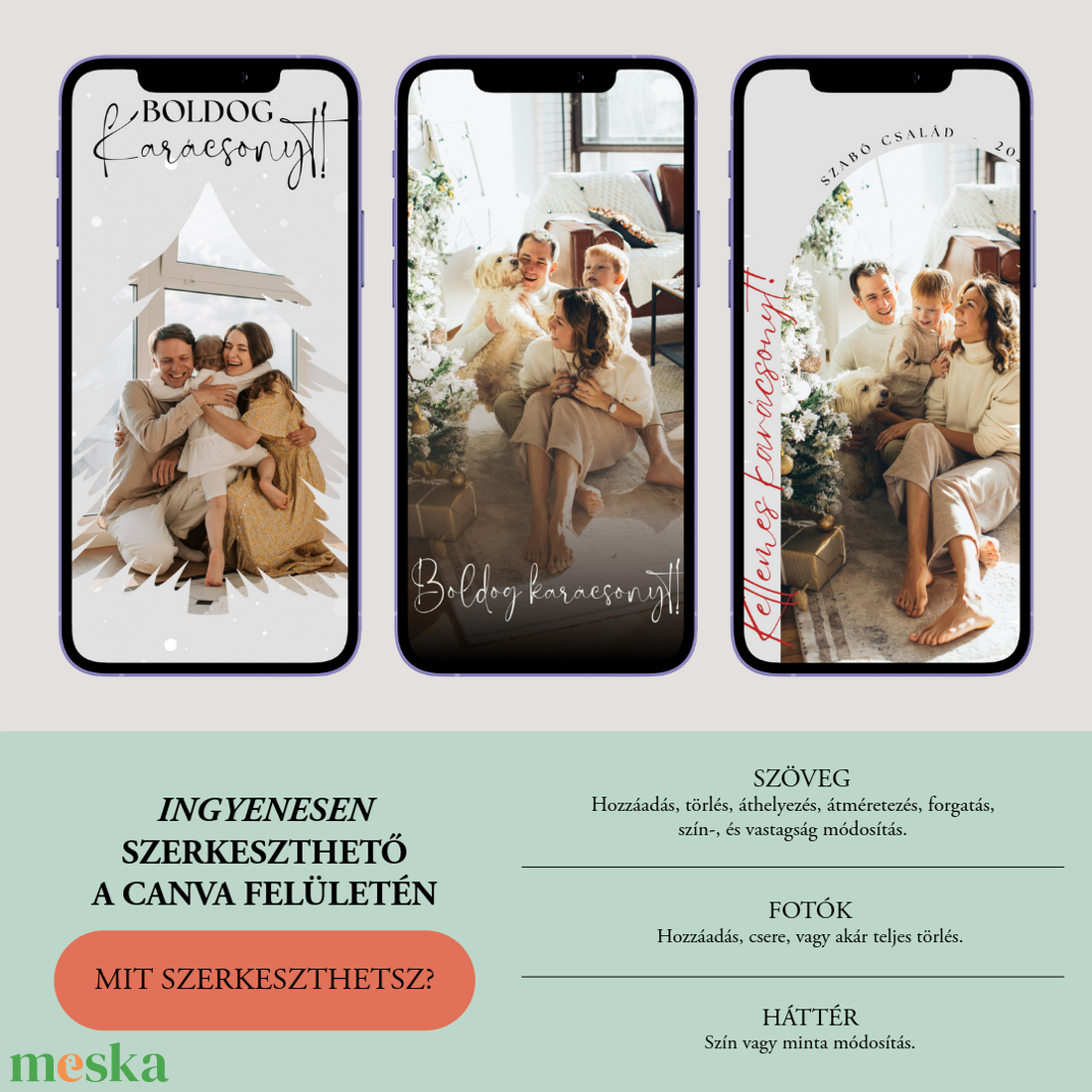 ANIMÁLT KARÁCSONYI KÉPESLAP � zenés, kétoldalas Canva videó sablon egyedi és szerkeszthető üdvözlőlap mobiltelefonra - művészet - grafika & illusztráció - digitális - Meska.hu