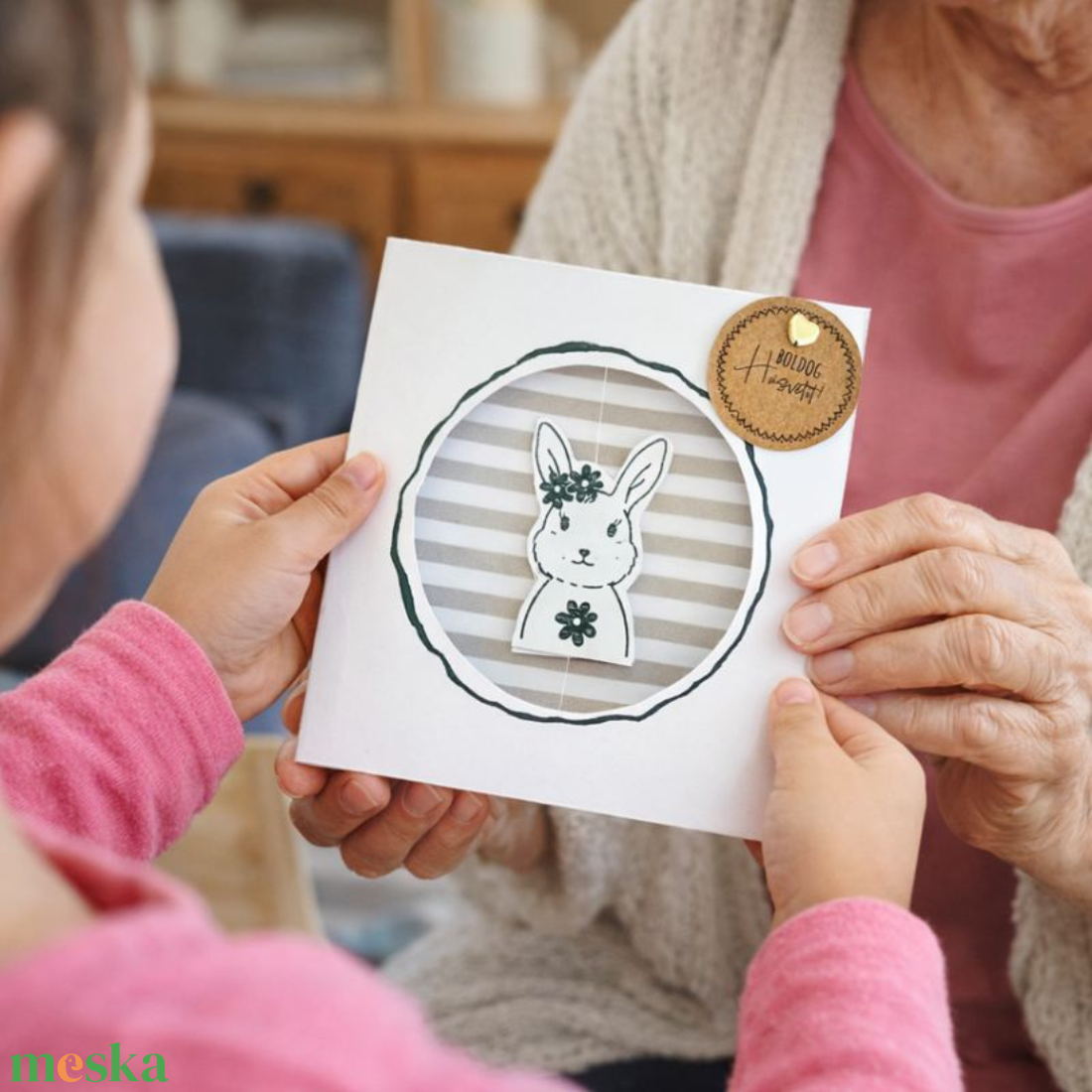 Pörgős húsvéti képeslap PDF sablon � nyomtatható, csináld magad kreatív ajándékkísérő � kreatív DIY papírkártya, nyuszis - művészet - grafika & illusztráció - digitális - Meska.hu