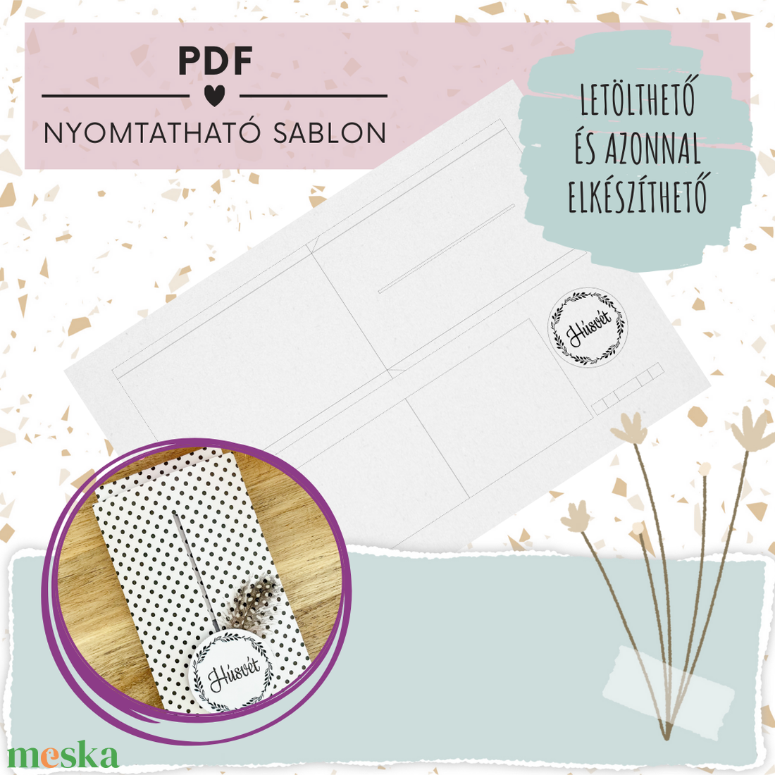 Kihúzható húsvéti képeslap PDF sablon � nyomtatható, csináld magad kreatív ajándékkísérő � DIY papírkártya, üdvözlő - művészet - grafika & illusztráció - digitális - Meska.hu