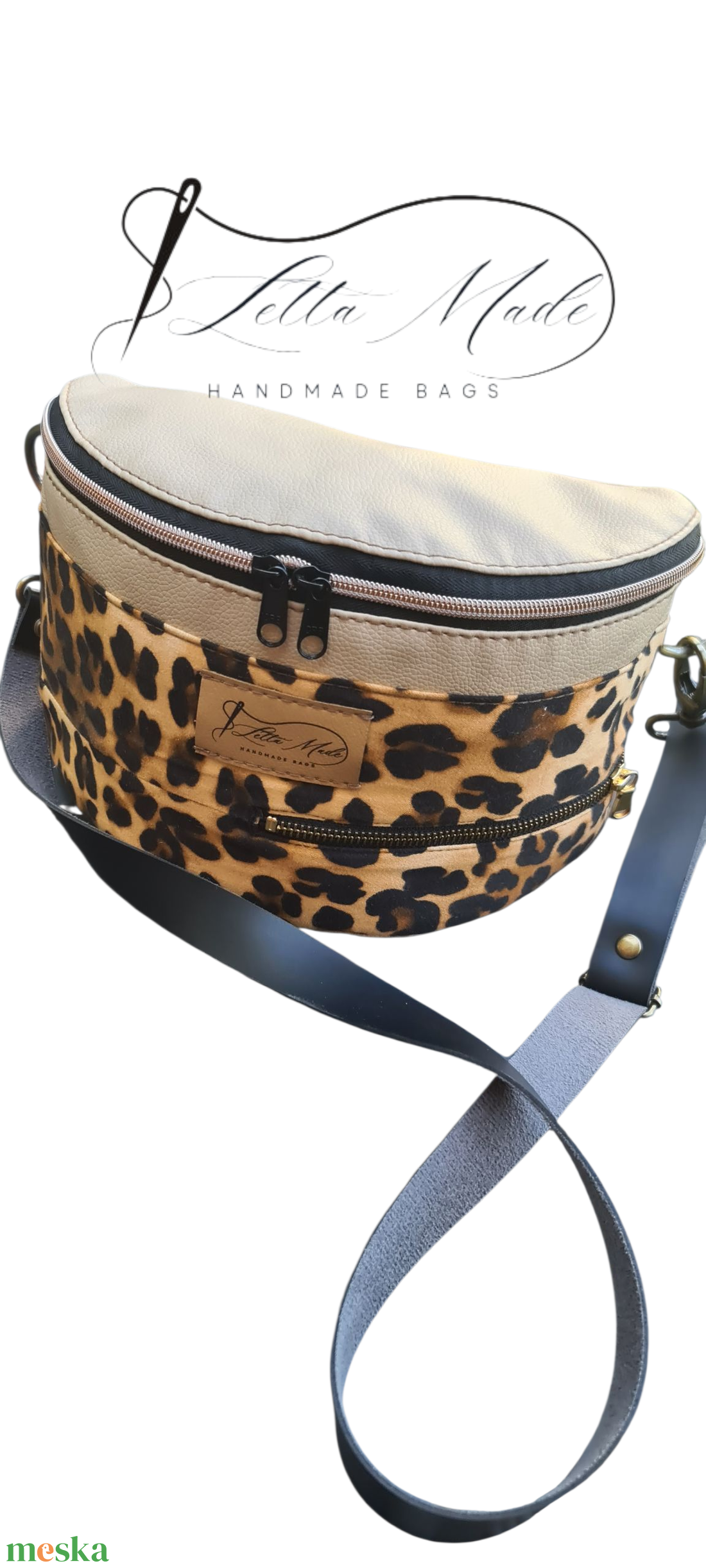 Műbőr és párduc mintás táska - táska & tok - kézitáska & válltáska - kézitáska - Meska.hu