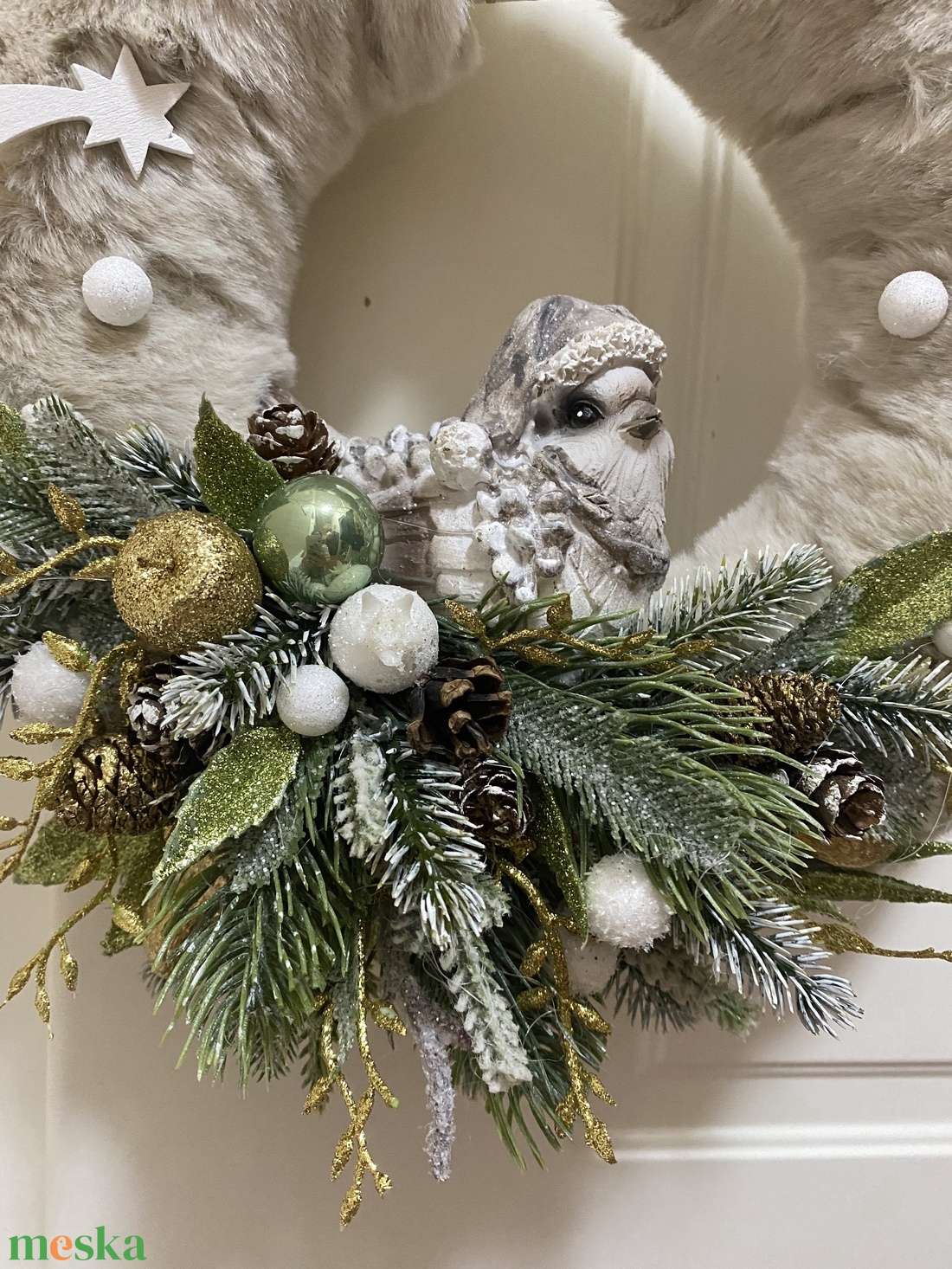 Téli ajtódísz, kopogtató - karácsony - karácsonyi lakásdekoráció - karácsonyi ajtódíszek - Meska.hu