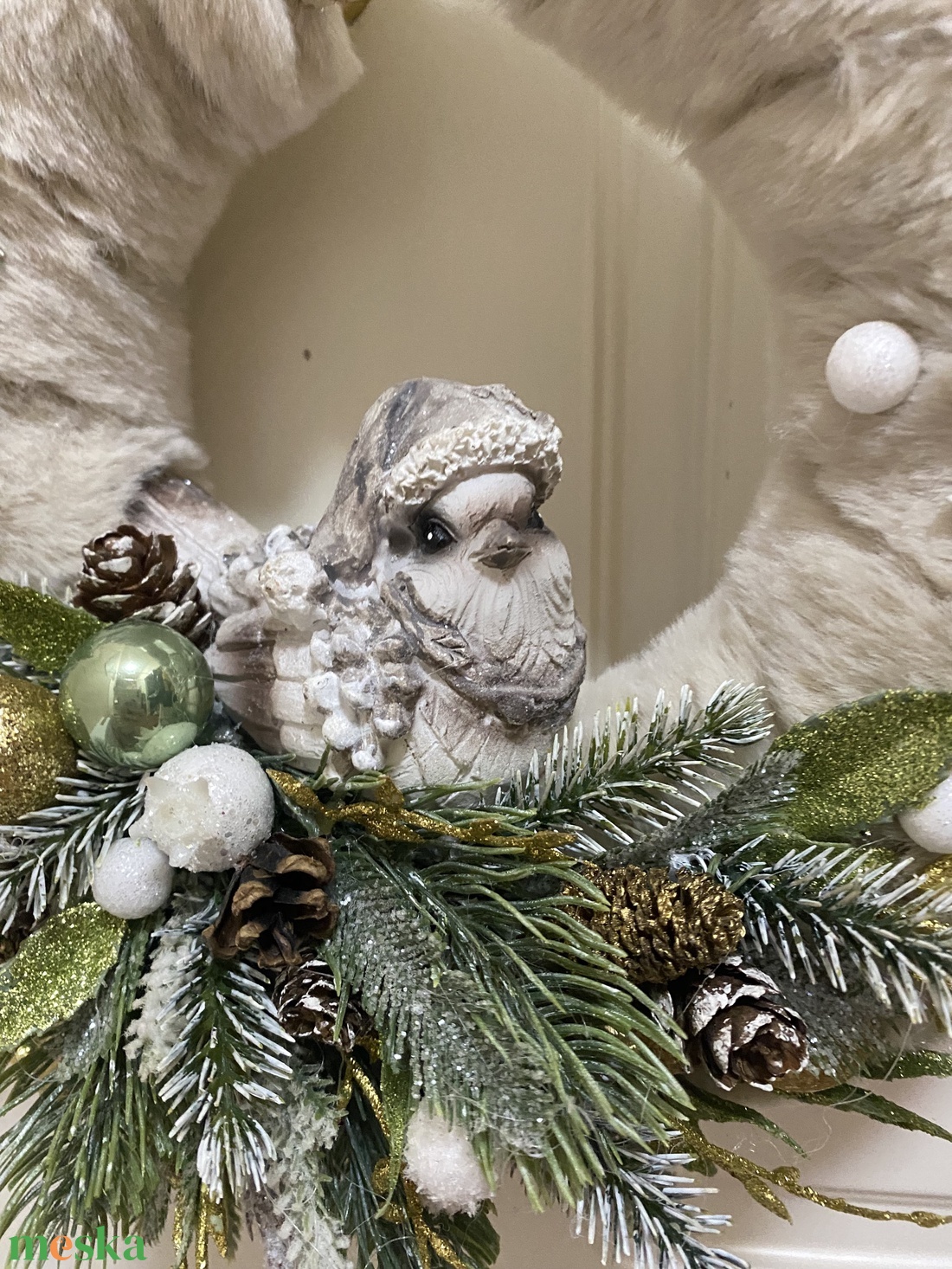 Téli ajtódísz, kopogtató - karácsony - karácsonyi lakásdekoráció - karácsonyi ajtódíszek - Meska.hu