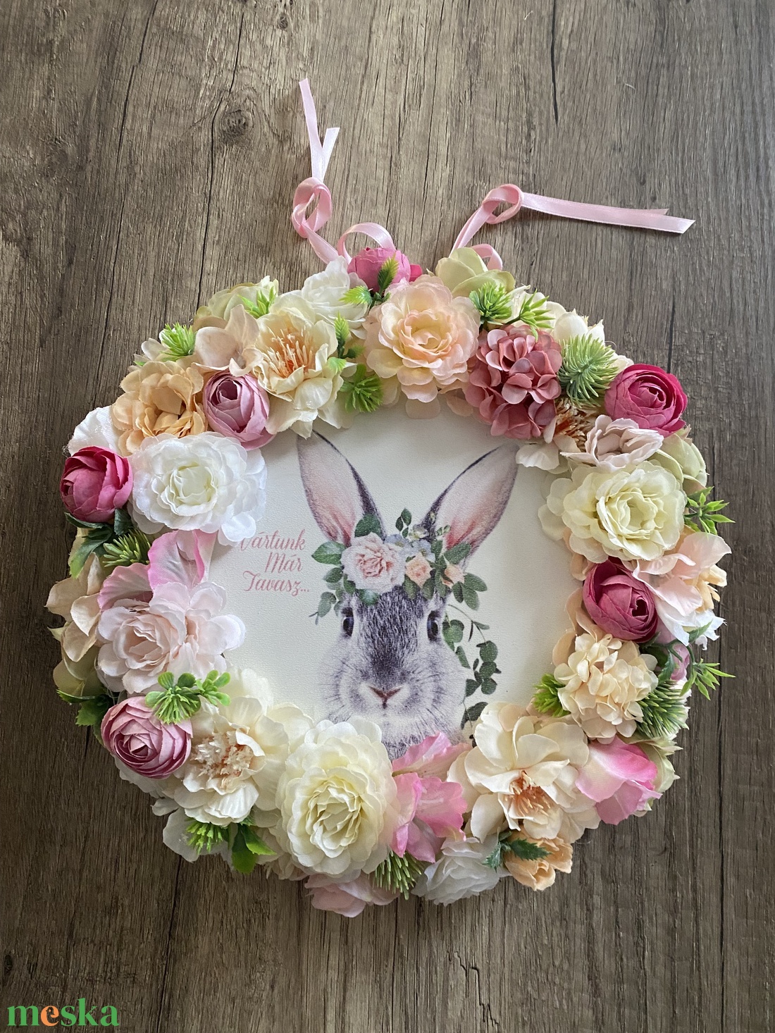 Húsvéti nyuszis ajtódísz - ünnepi díszek, dekorációk - húsvéti díszek és dekorációk - húsvéti ajtódísz, kopogtató - Meska.hu