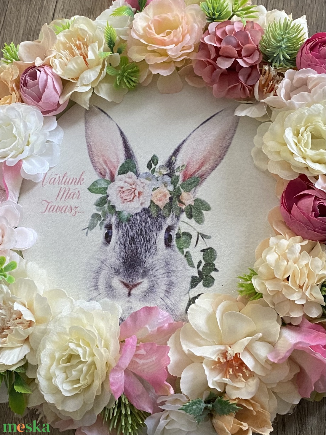 Húsvéti nyuszis ajtódísz - ünnepi díszek, dekorációk - húsvéti díszek és dekorációk - húsvéti ajtódísz, kopogtató - Meska.hu