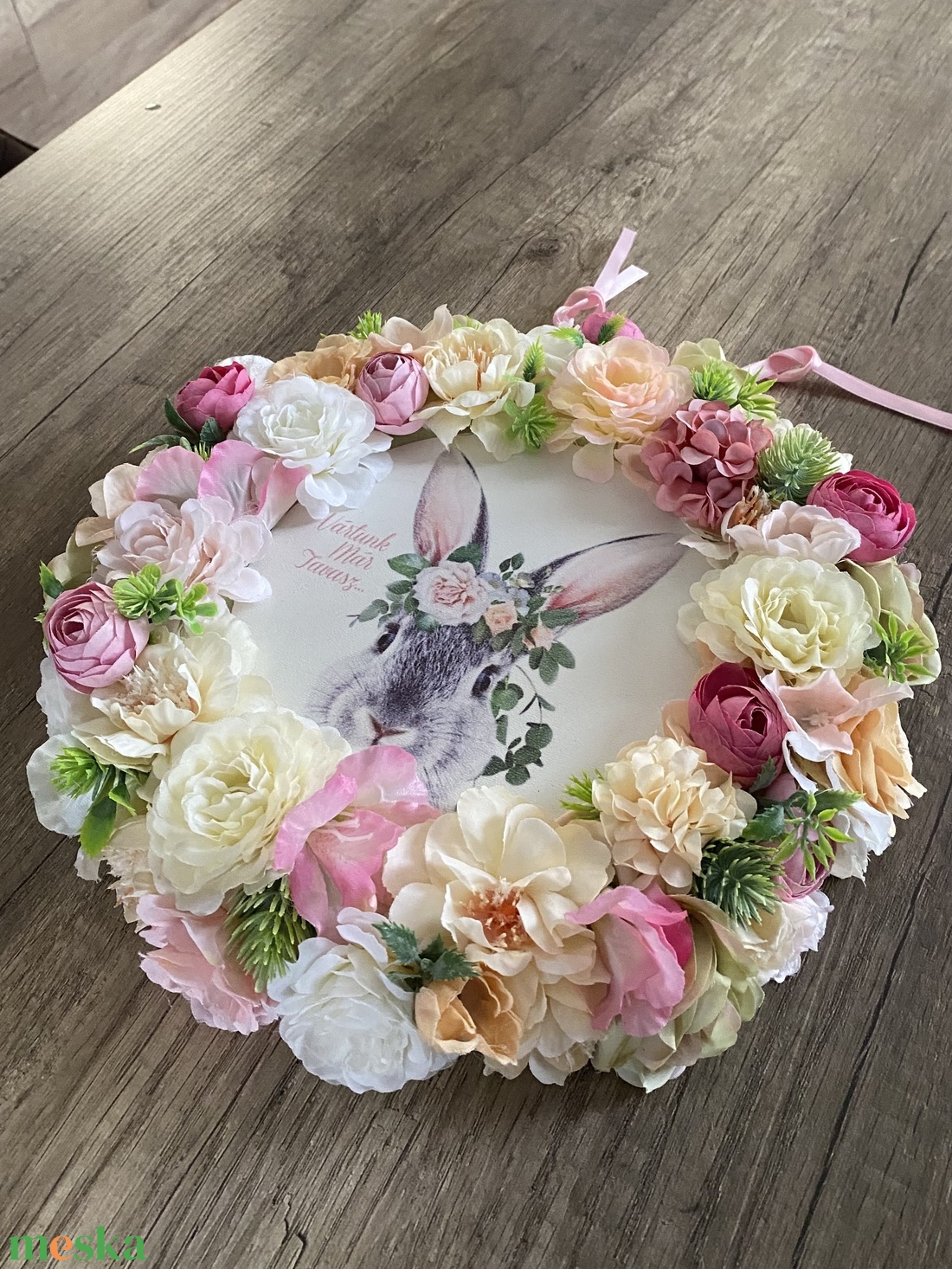 Húsvéti nyuszis ajtódísz - ünnepi díszek, dekorációk - húsvéti díszek és dekorációk - húsvéti ajtódísz, kopogtató - Meska.hu