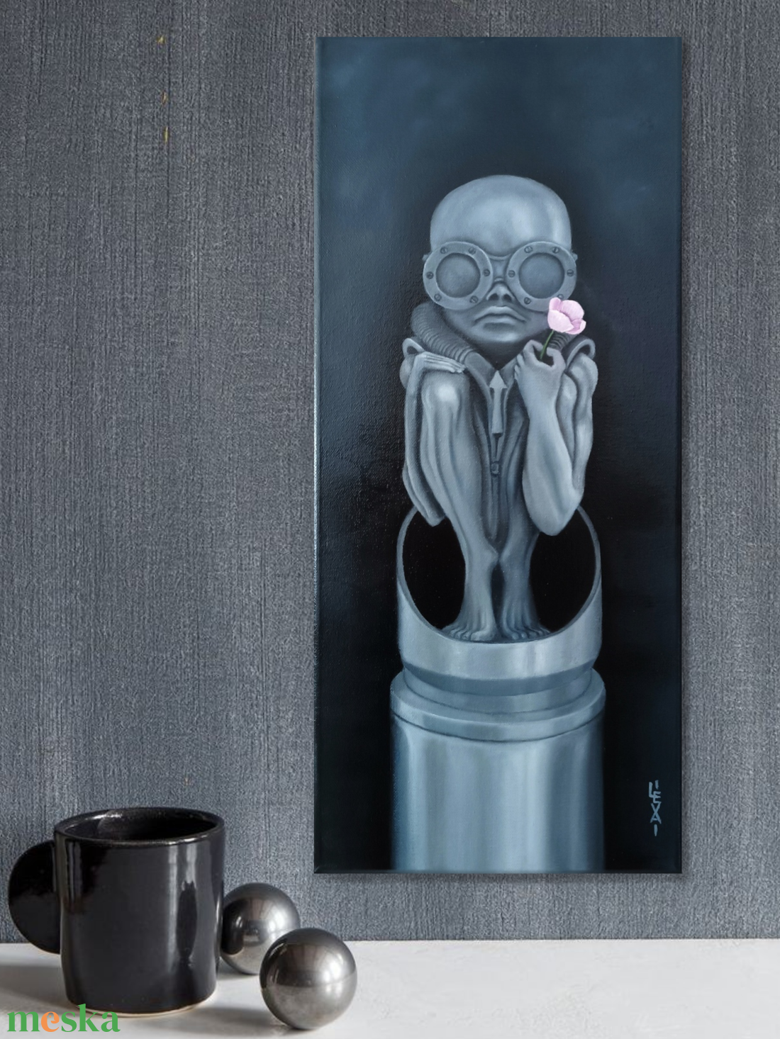 A béke hírnöke. Olajfestmény Giger szobra alapján. - művészet - festmény - olajfestmény - Meska.hu A béke hírnöke. Olajfestmény Giger szobra alapján. - művészet - festmény - olajfestmény - Meska.hu