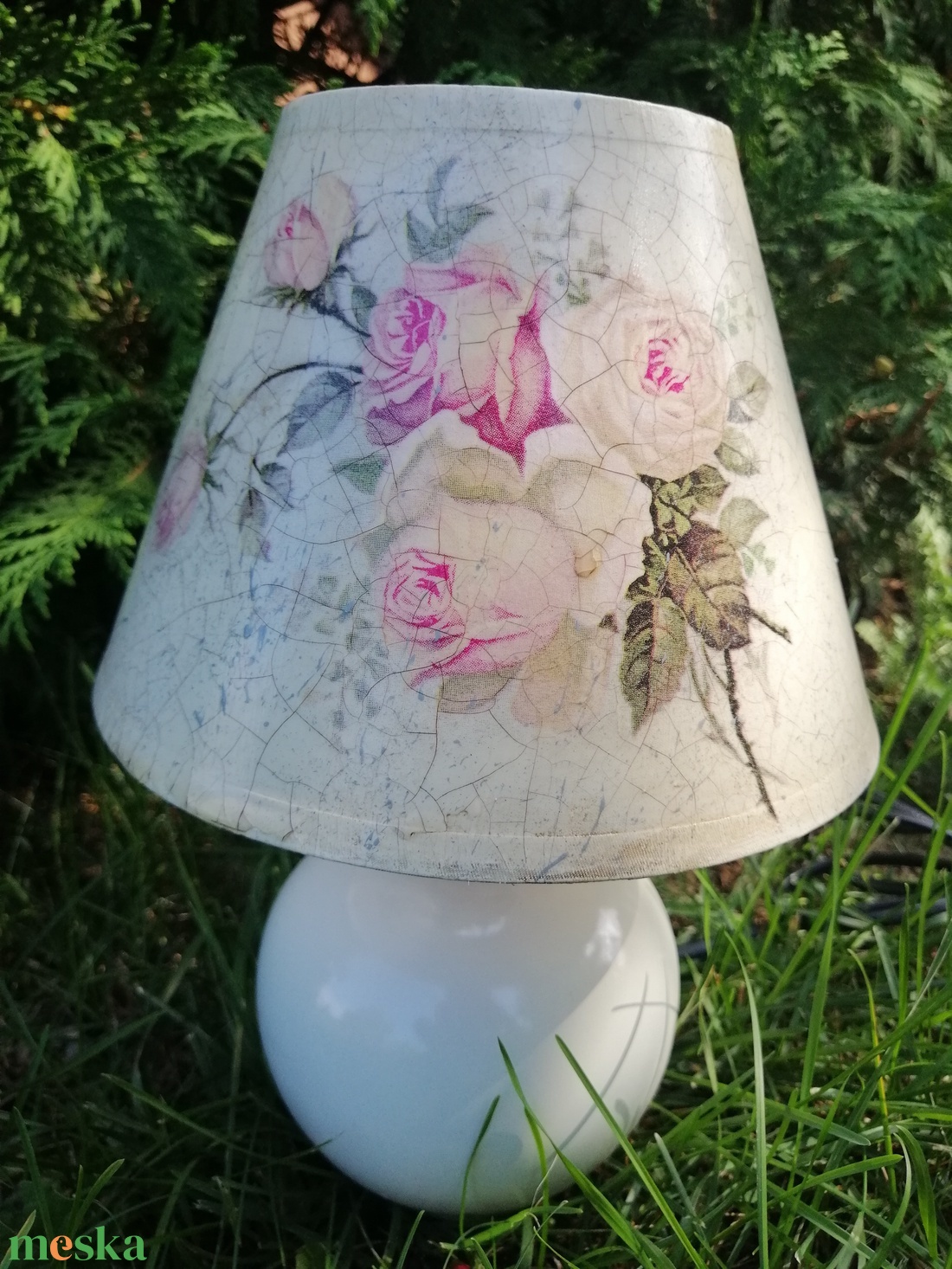 Vintage rózsás lámpa - otthon & lakás - lámpa - asztali lámpa - Meska.hu