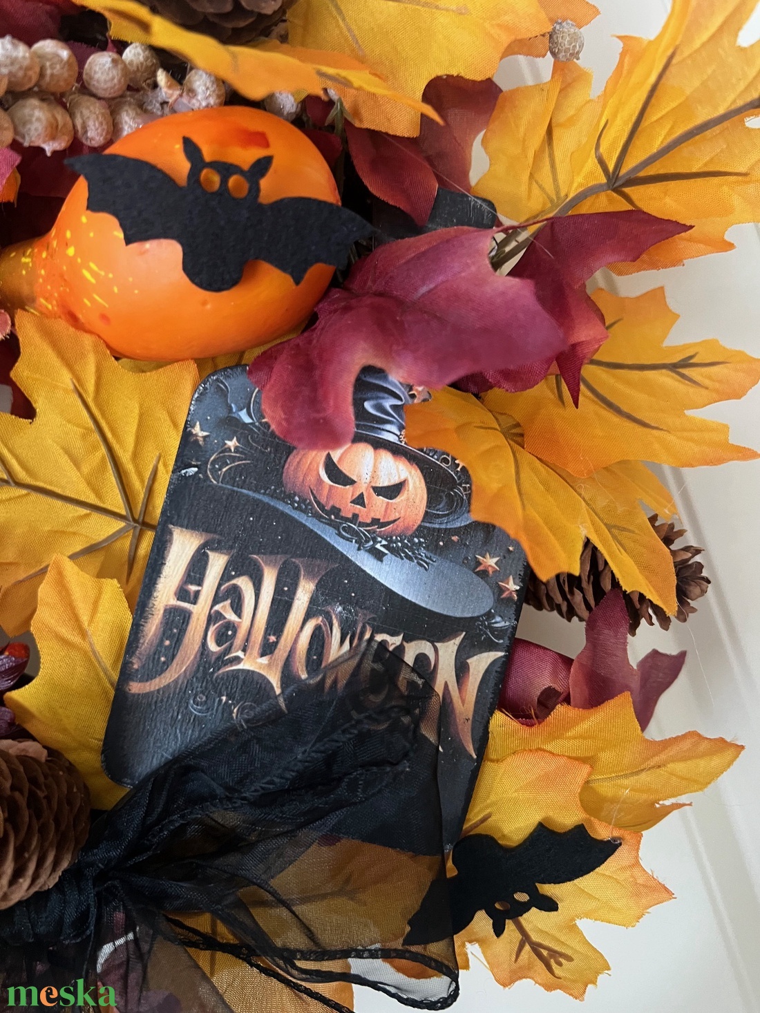 Halloween koszorú - otthon & életmód - dekoráció - virágdísz és tartó - koszorú - Meska.hu