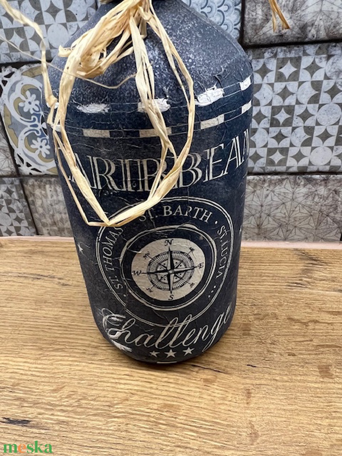 Tengerész stílusu szódás üveg  - otthon & életmód - dekoráció - asztal és polc dekoráció - díszüveg - Meska.hu