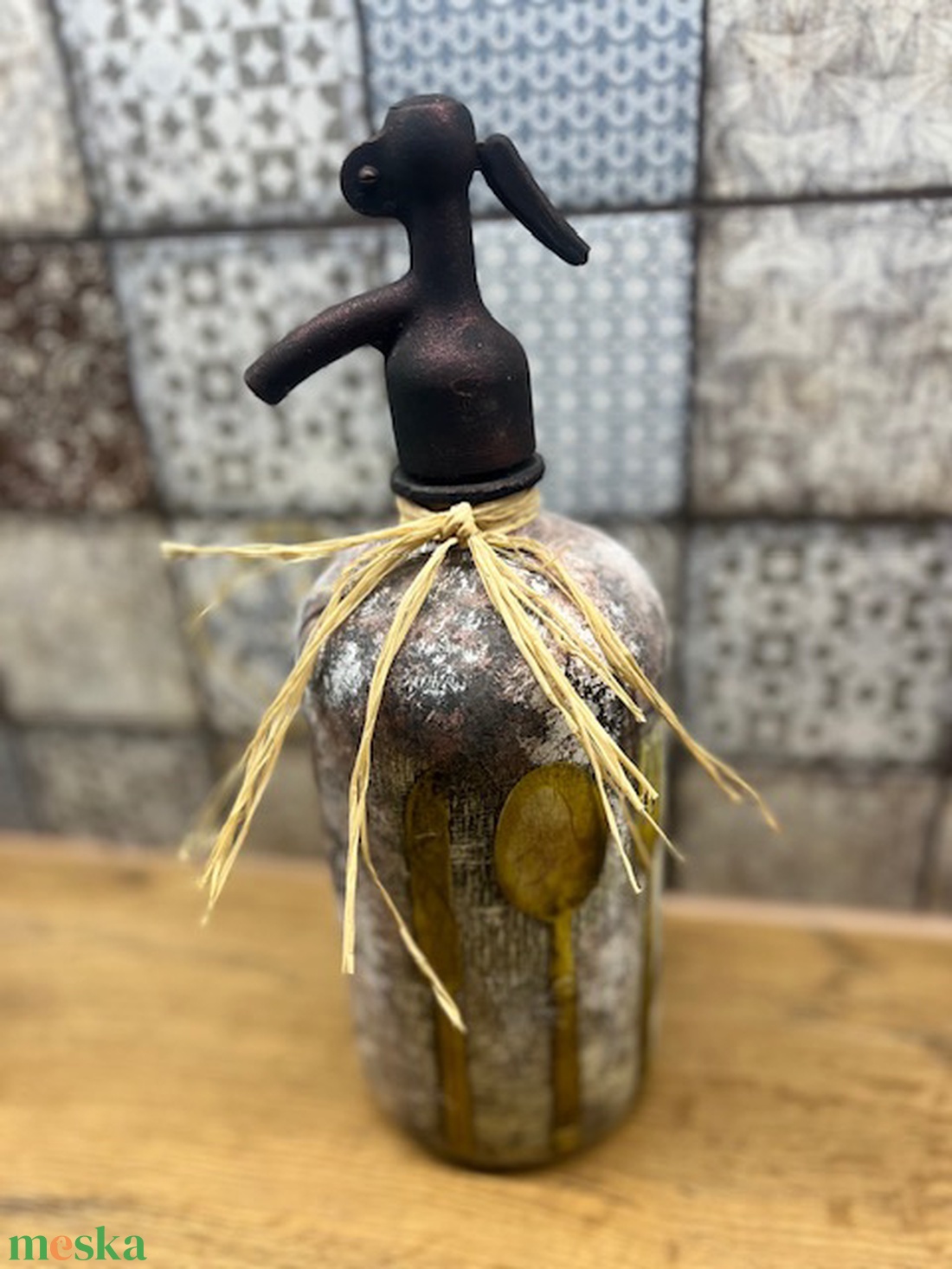 Mintás szódás üveg - otthon & életmód - dekoráció - asztal és polc dekoráció - díszüveg - Meska.hu