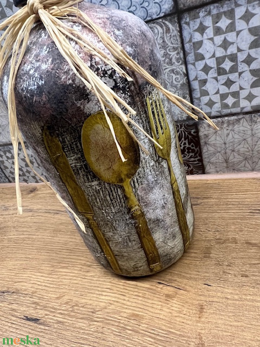 Mintás szódás üveg - otthon & életmód - dekoráció - asztal és polc dekoráció - díszüveg - Meska.hu