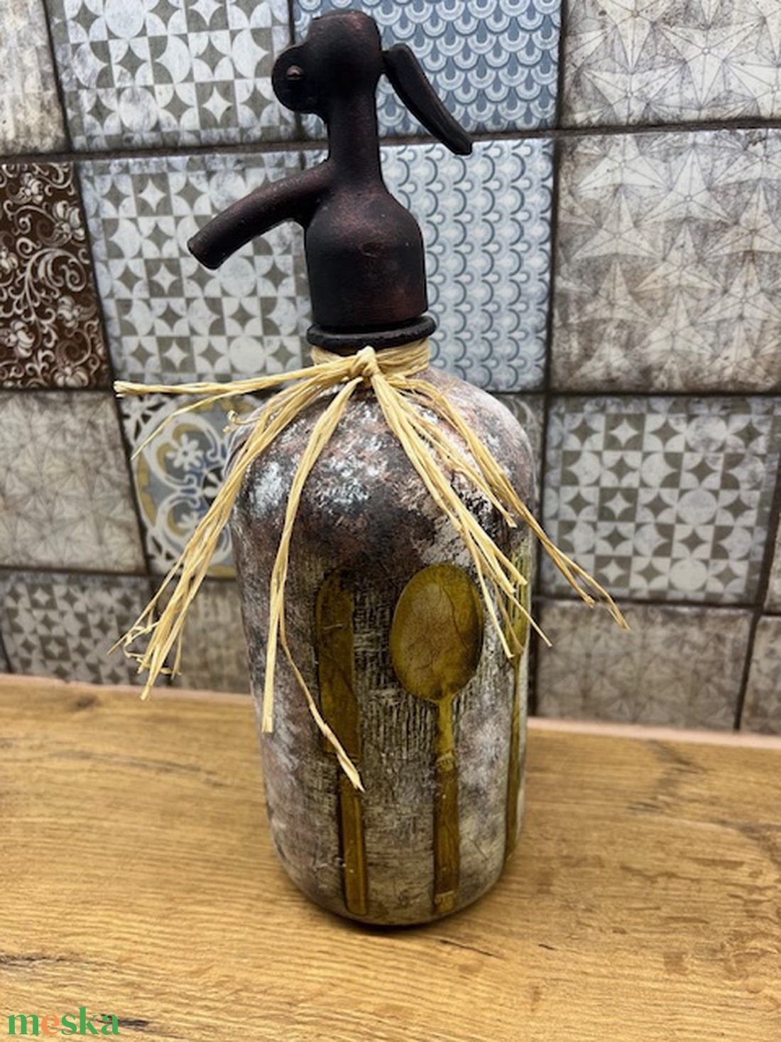 Mintás szódás üveg - otthon & életmód - dekoráció - asztal és polc dekoráció - díszüveg - Meska.hu